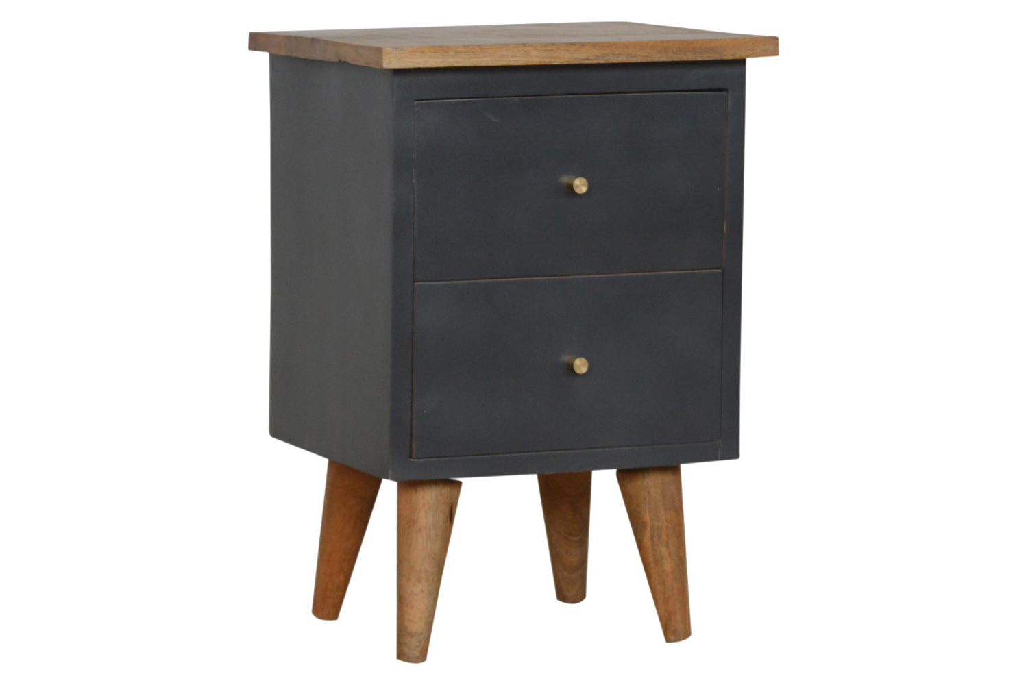 Artisan Hand Painted Bedside - Charcoal Black