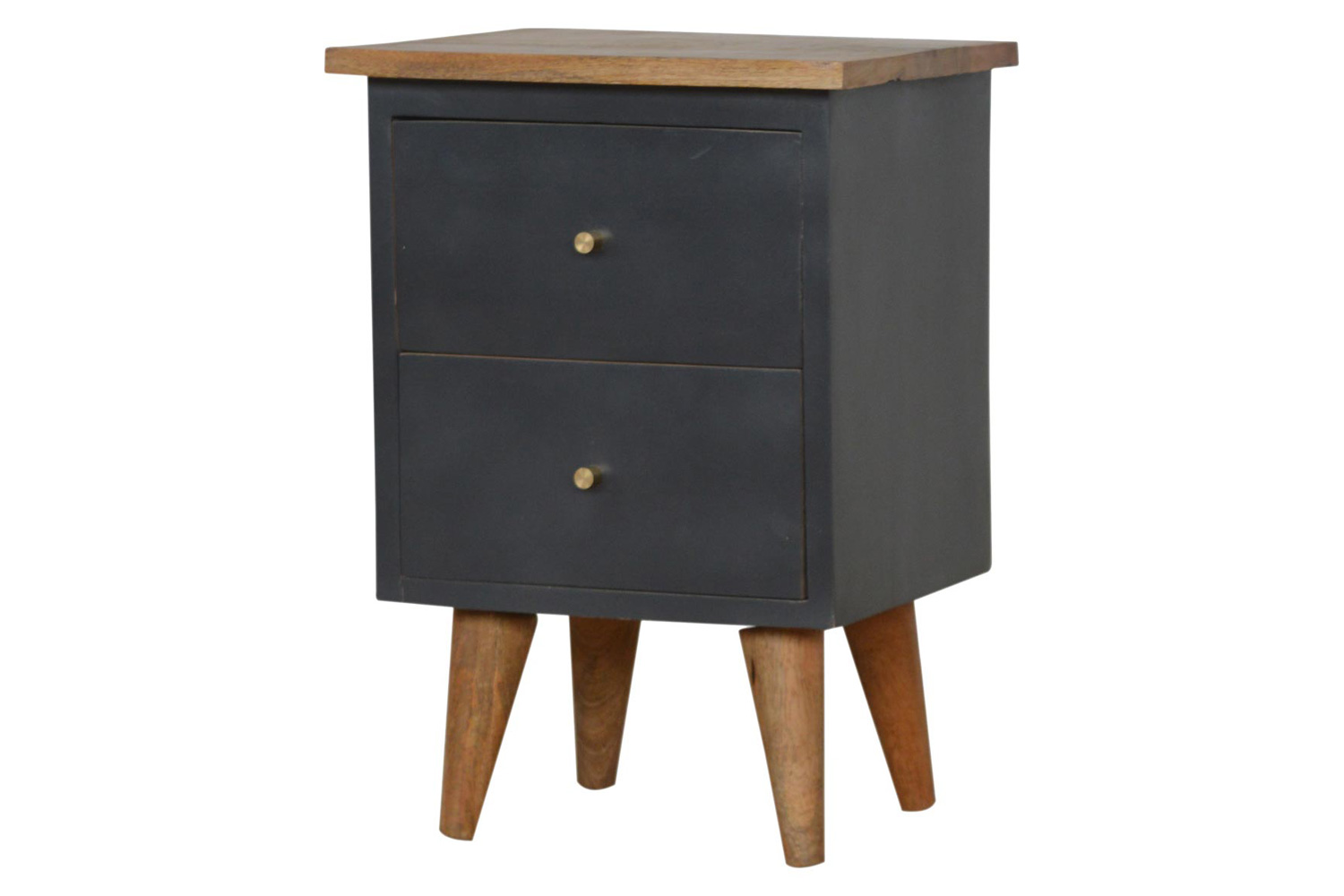 Artisan Hand Painted Bedside - Charcoal Black