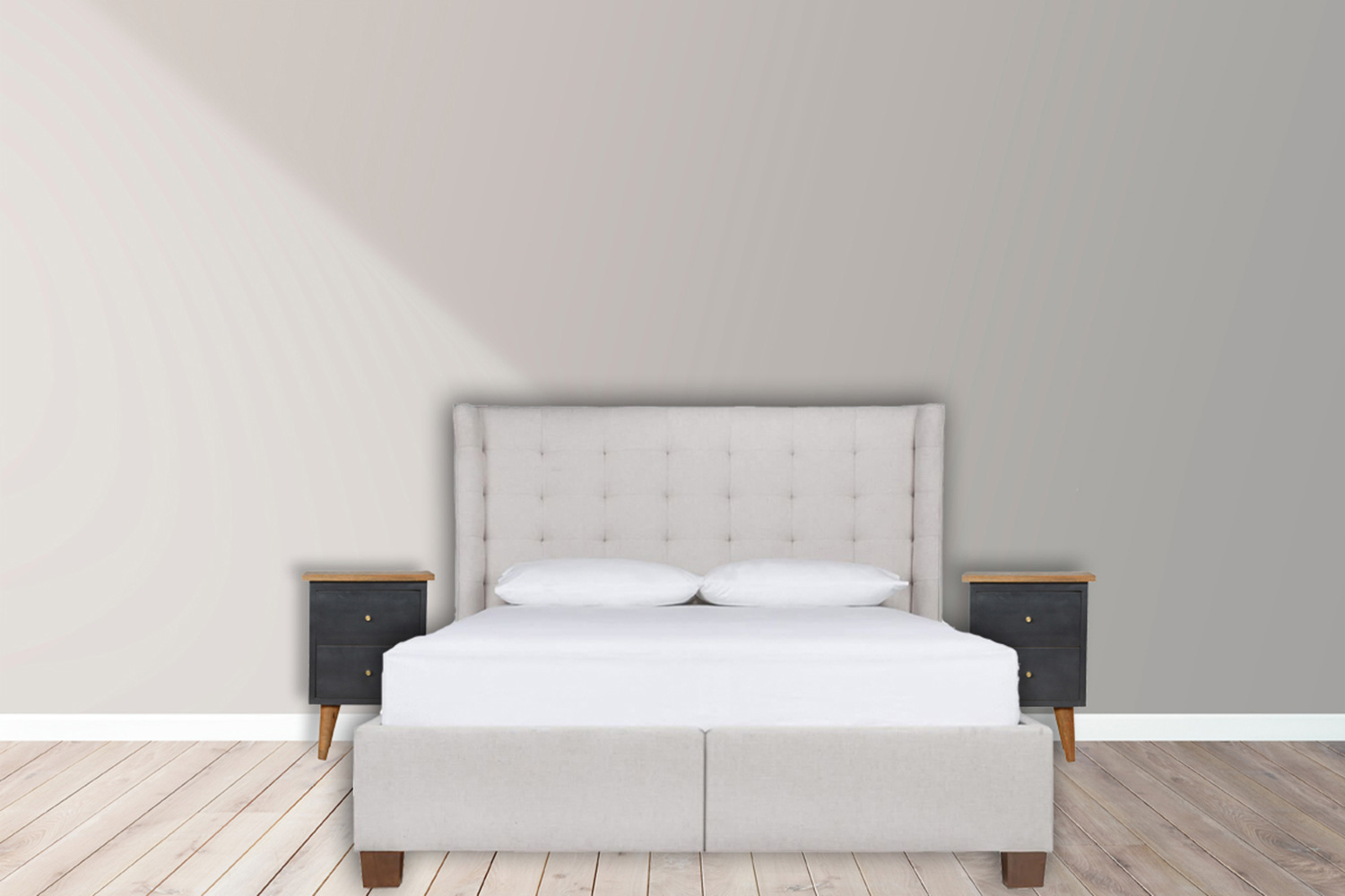 Artisan Hand Painted Bedside - Charcoal Black