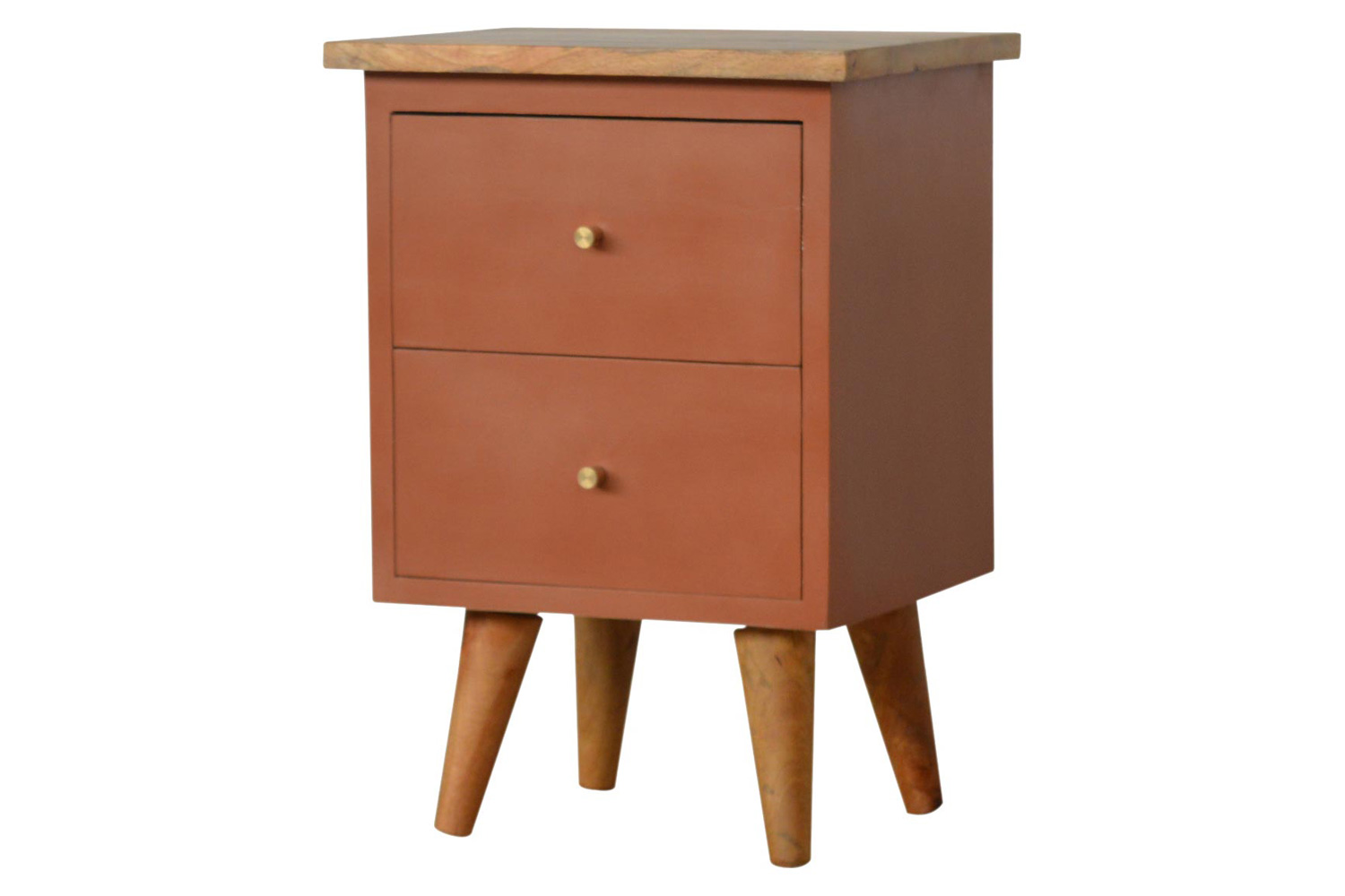 Artisan Hand Painted Bedside - Brick Red