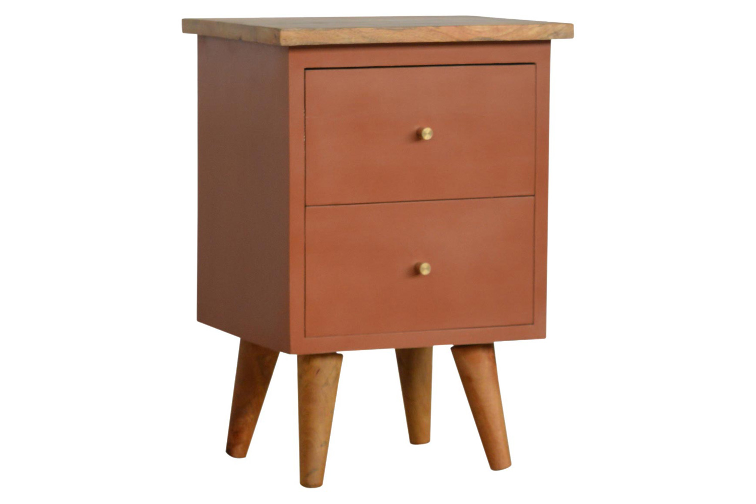 Artisan Hand Painted Bedside - Brick Red