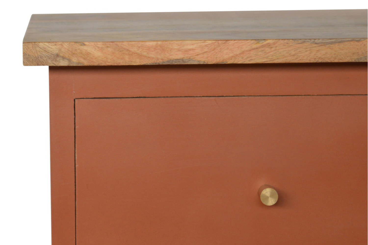 Artisan Hand Painted Bedside - Brick Red
