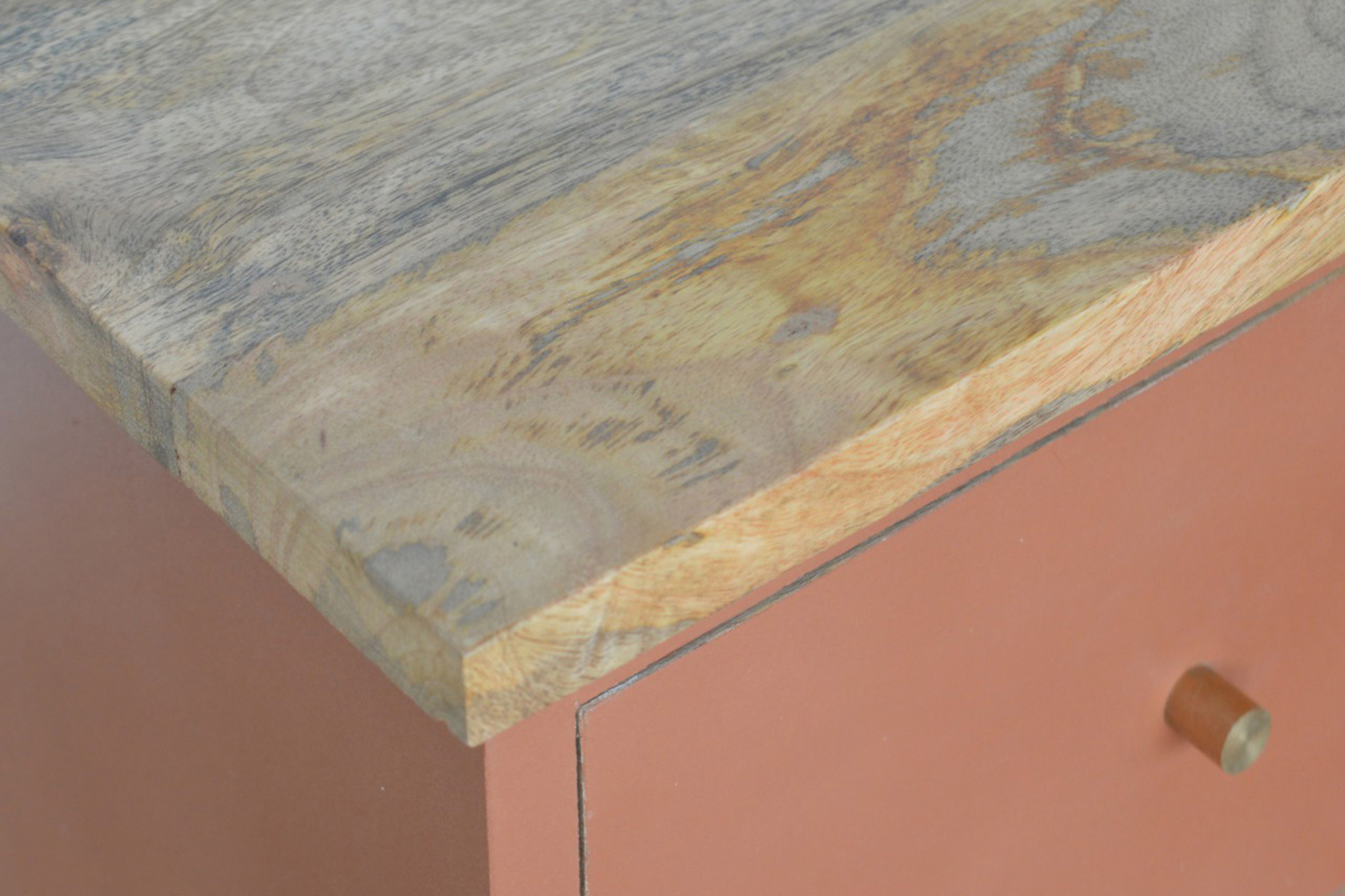 Artisan Hand Painted Bedside - Brick Red