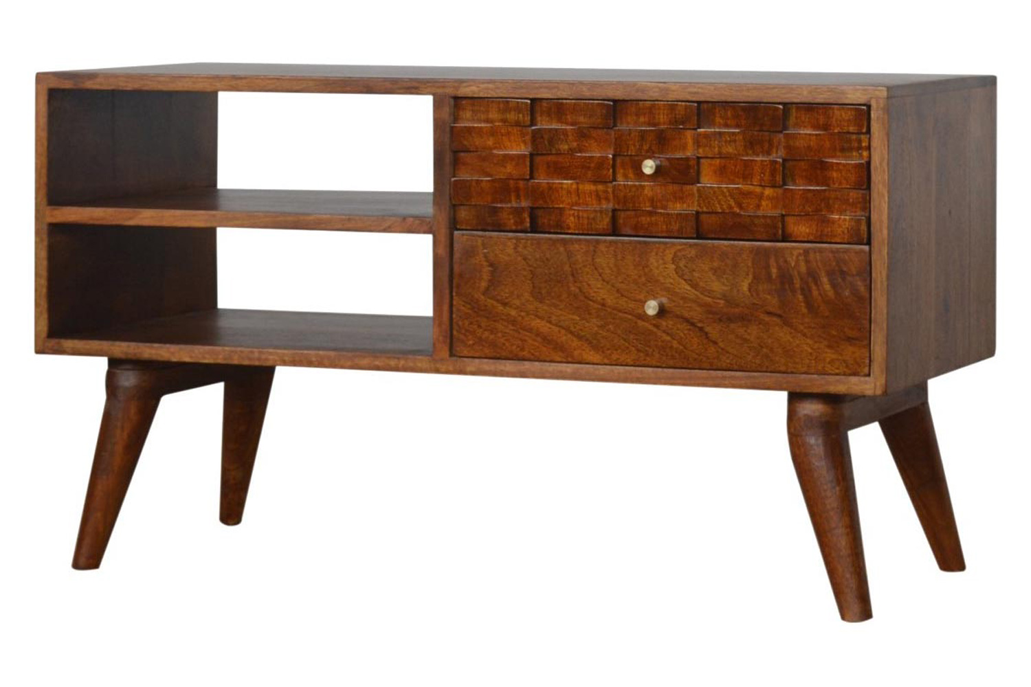 Artisan - Tile Carved TV Unit in Chestnut