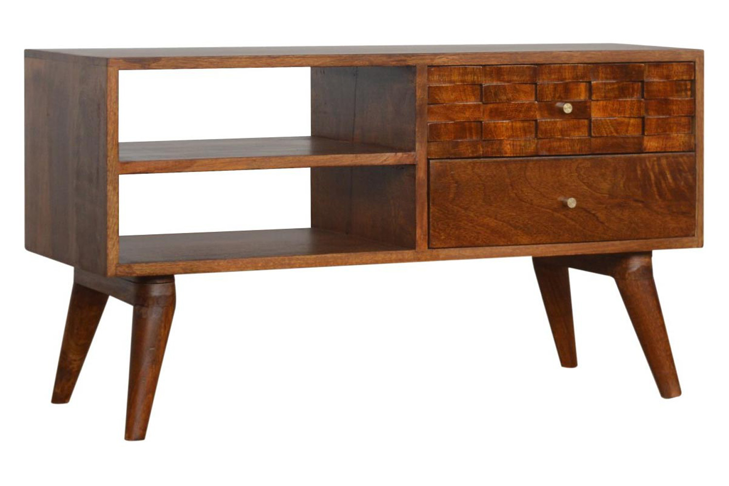 Artisan - Tile Carved TV Unit in Chestnut