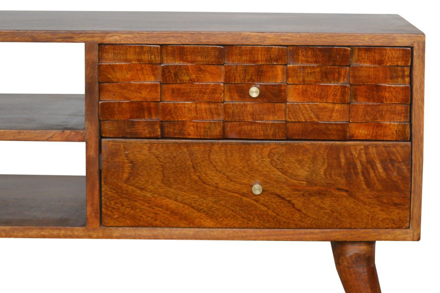 Artisan - Tile Carved TV Unit in Chestnut