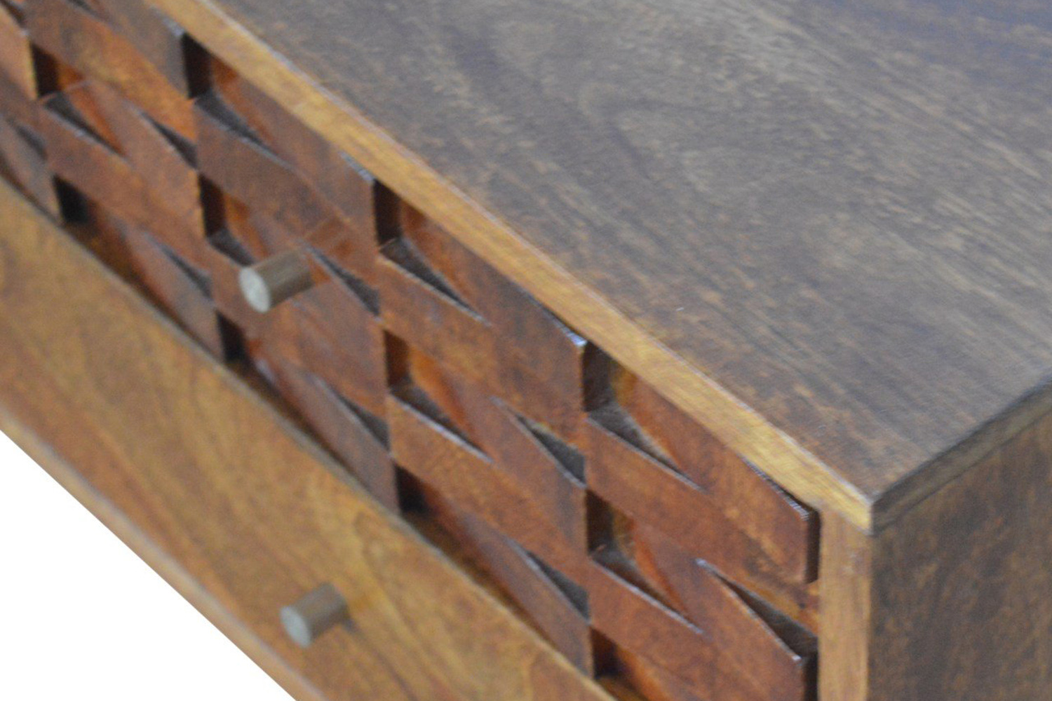 Artisan - Tile Carved TV Unit in Chestnut