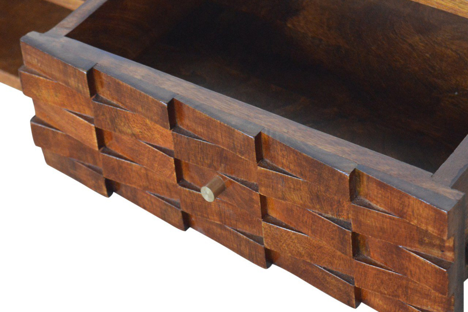 Artisan - Tile Carved TV Unit in Chestnut