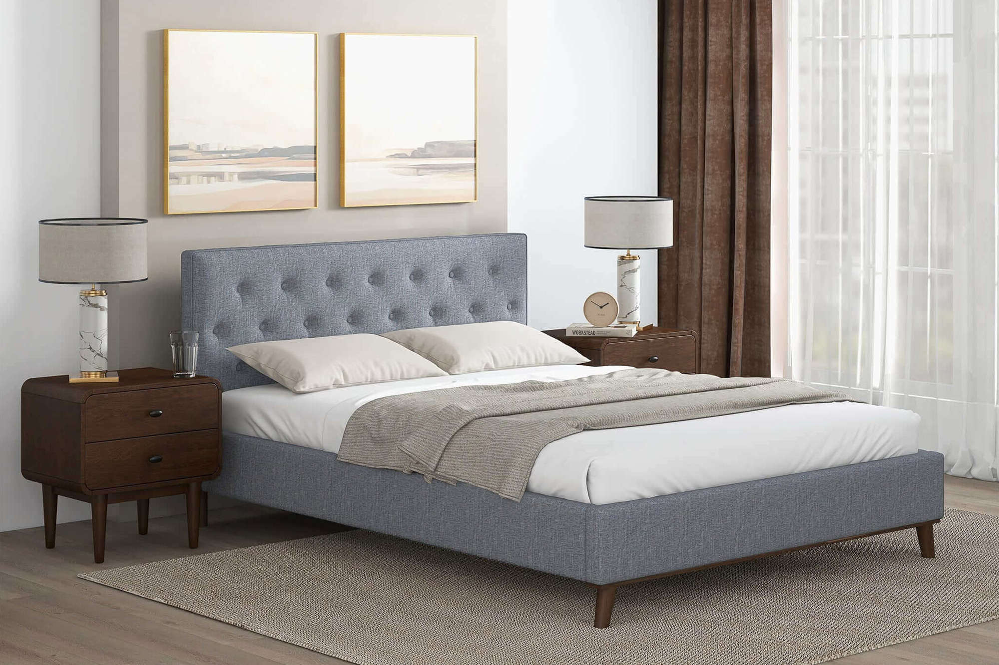 Ashcroft Graceville Fabric Platform Bed - Light Gray, King Size