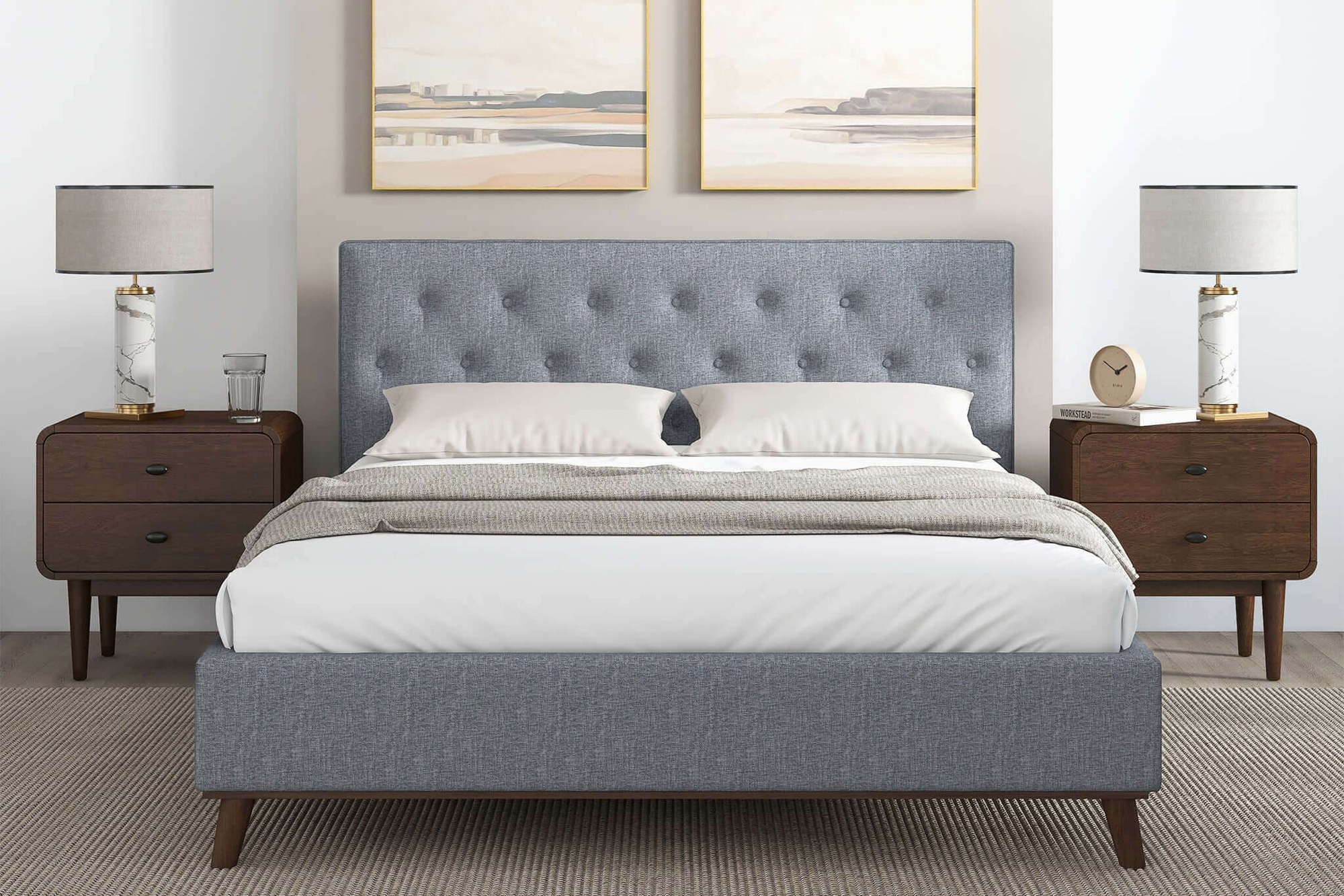 Ashcroft Graceville Fabric Platform Bed - Light Gray, King Size