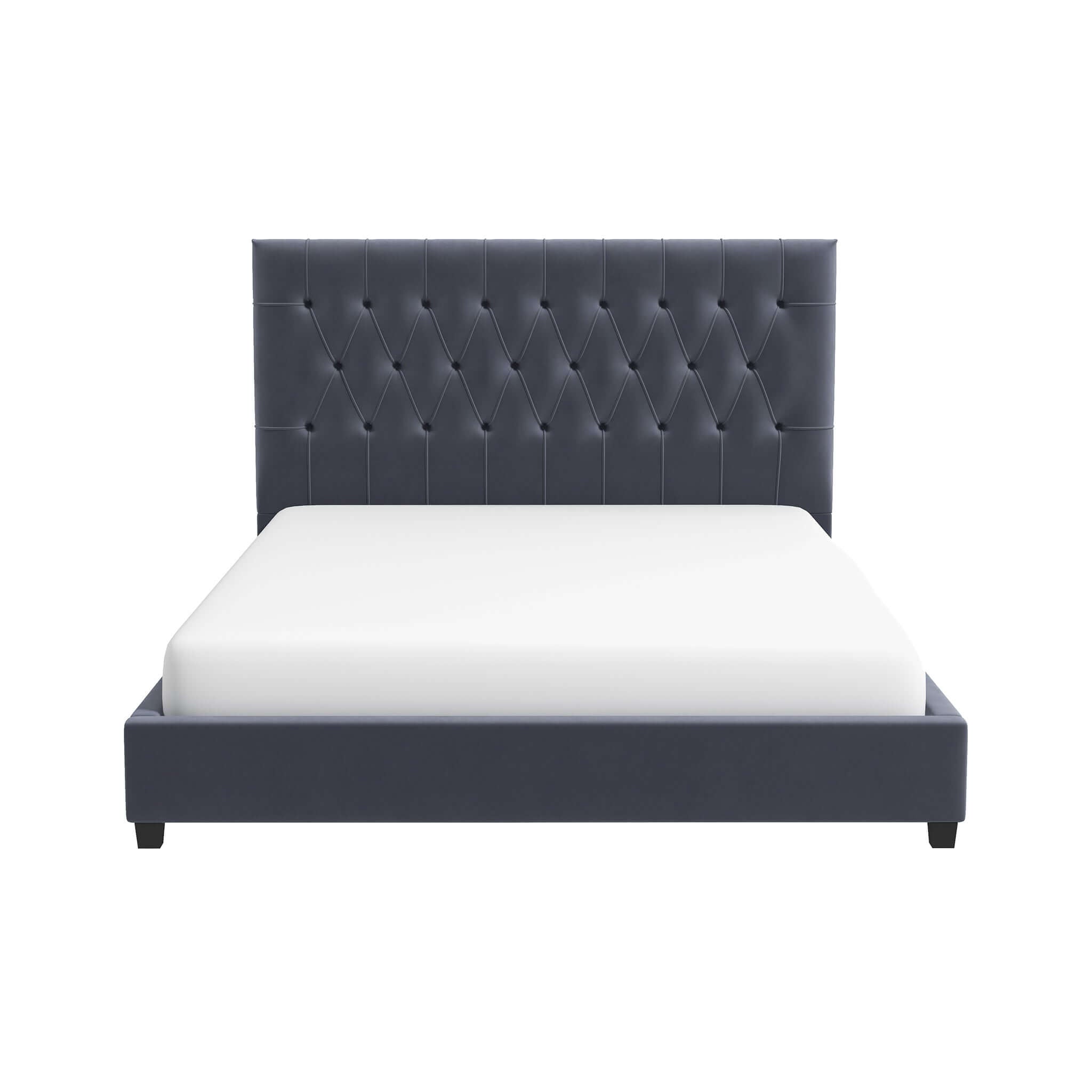 Ashcroft Donald Mid-Century Modern Velvet Platform Bed - Gray, King Size