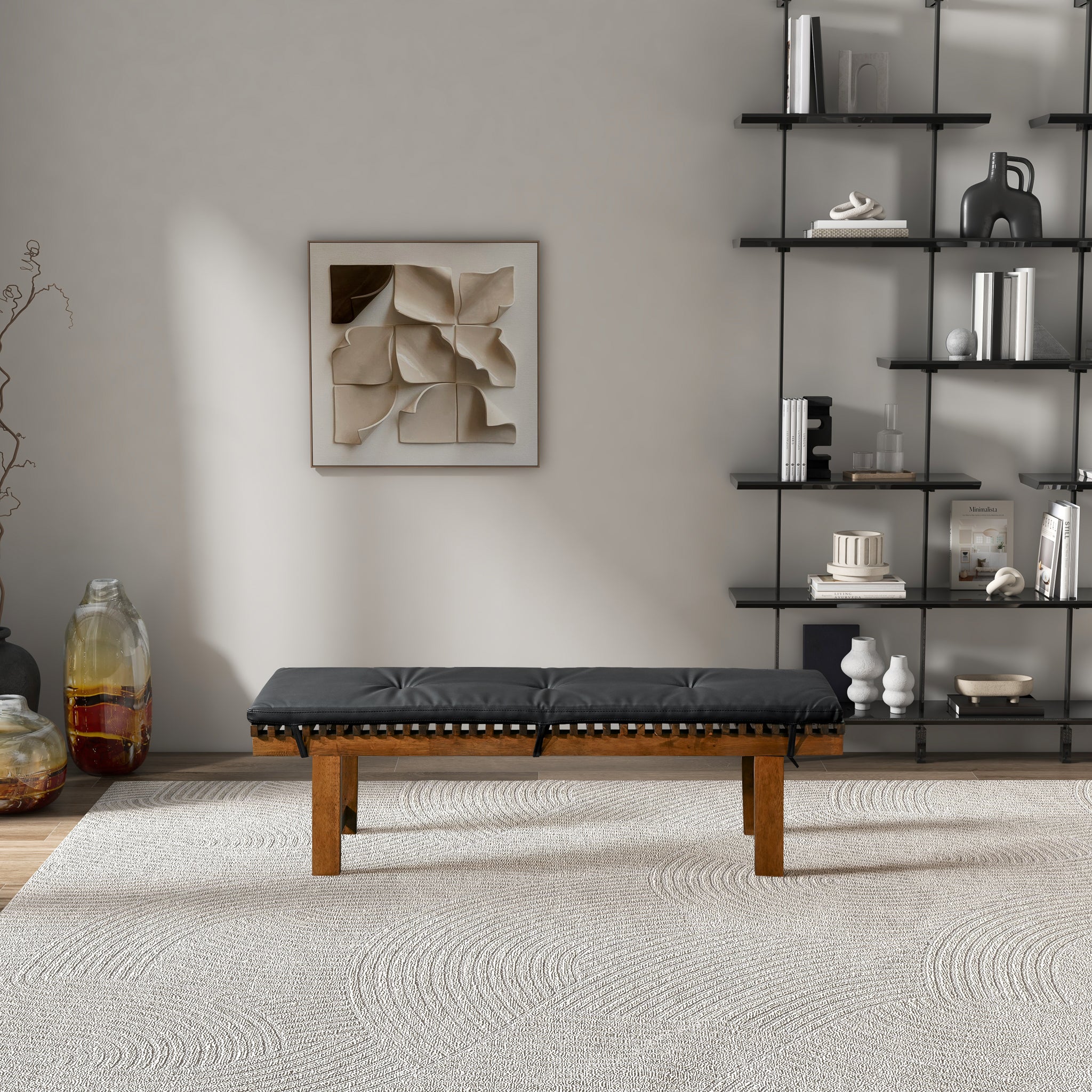 Ashcroft - Lucia Bench in Black PU Leather