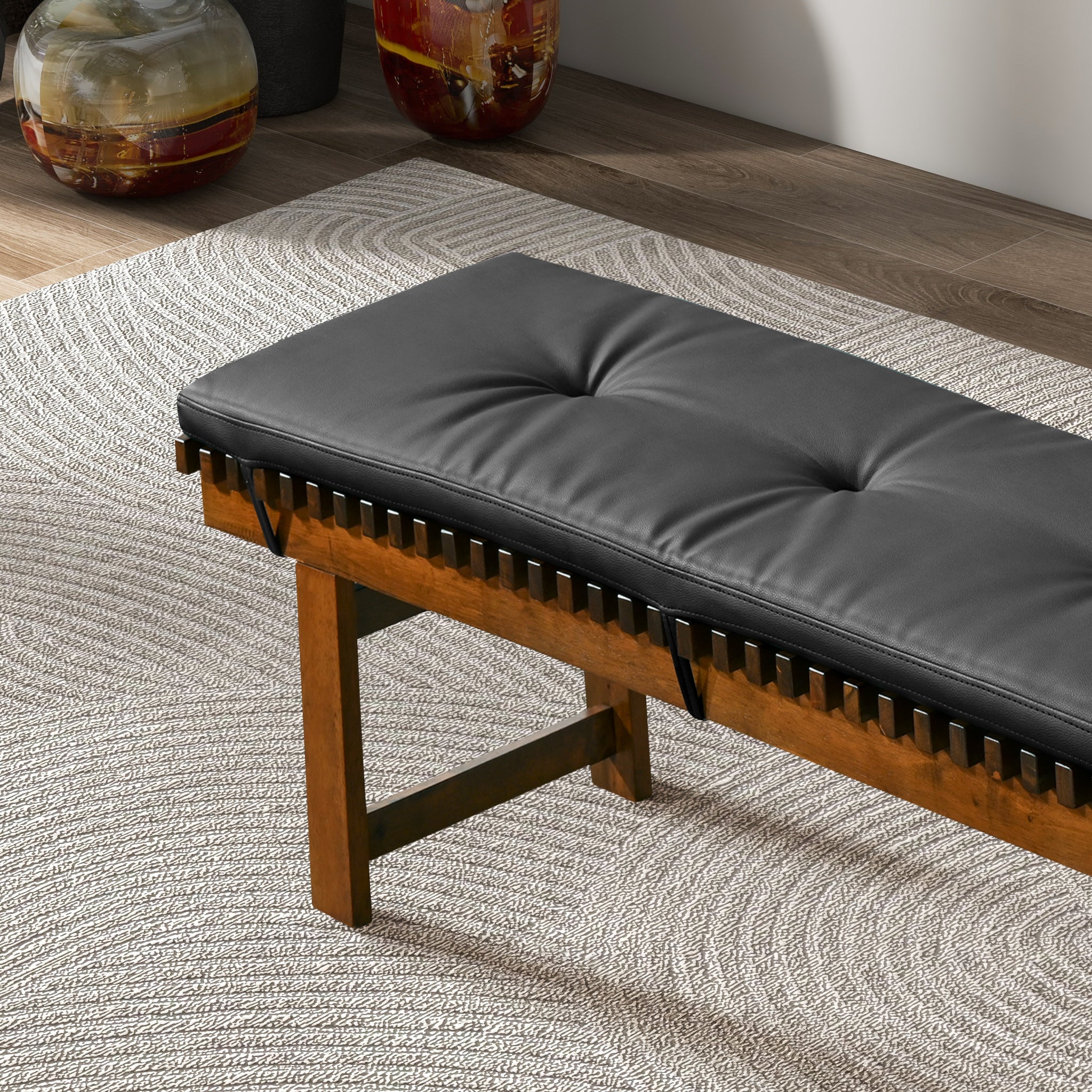 Ashcroft - Lucia Bench in Black PU Leather