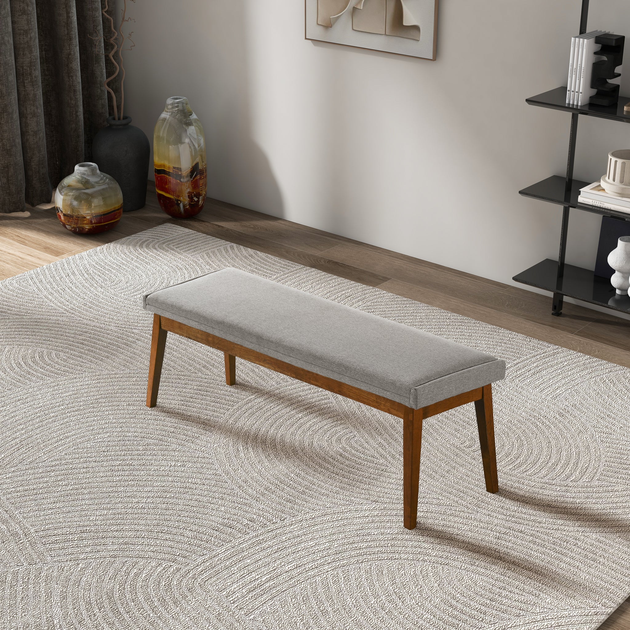 Ashcroft - Warren Bench in Ash Gray Fabric