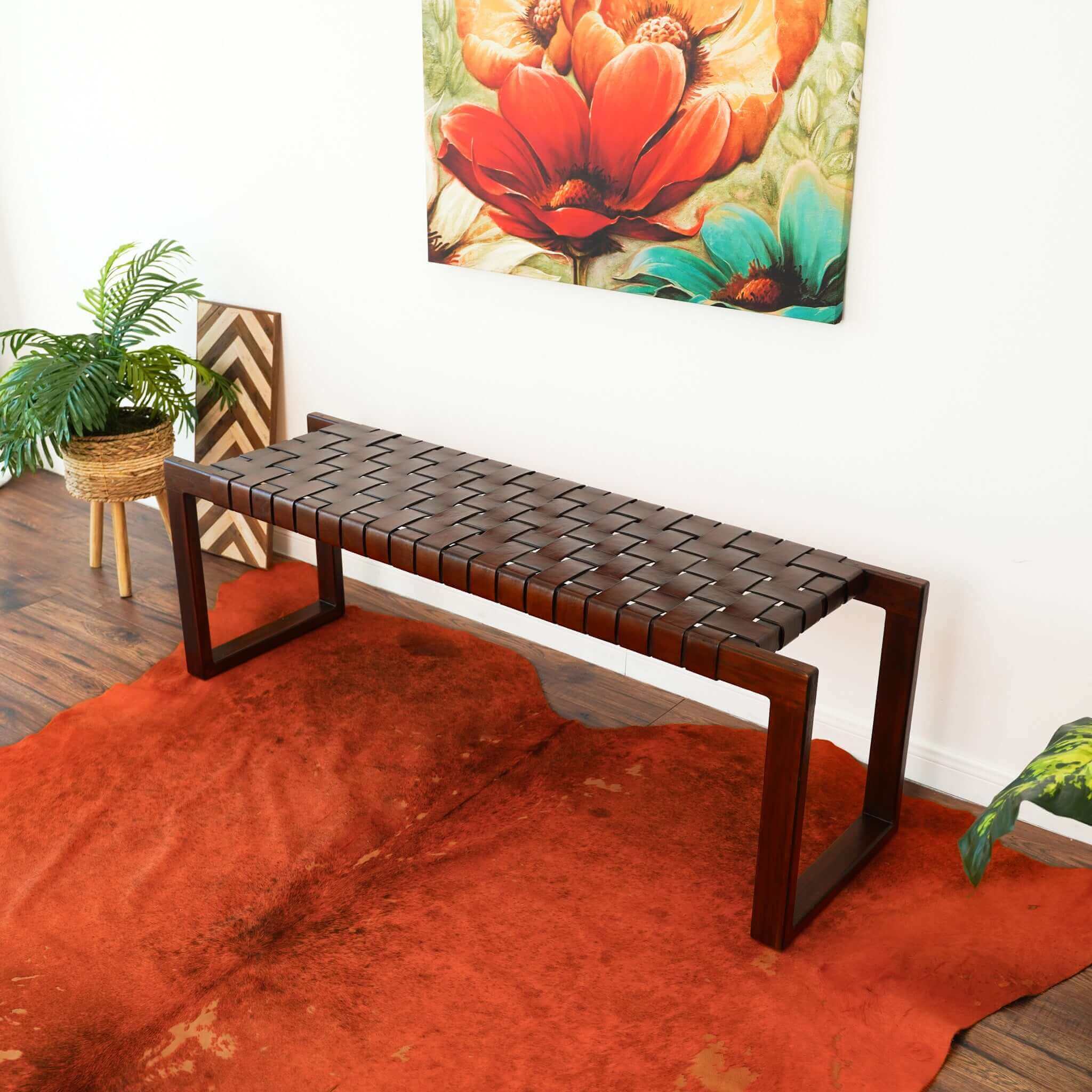 Ashcroft - Christina Leather Bench in Tan