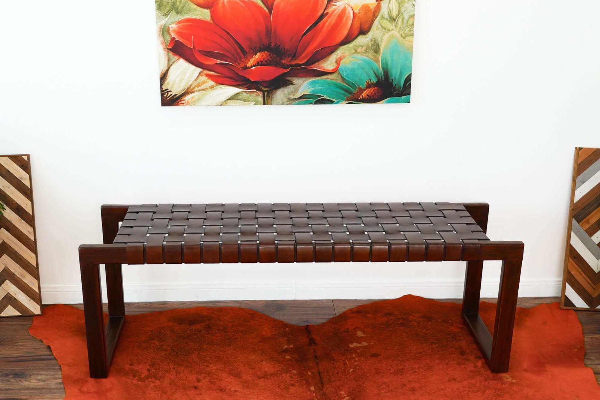 Ashcroft - Christina Leather Bench in Tan