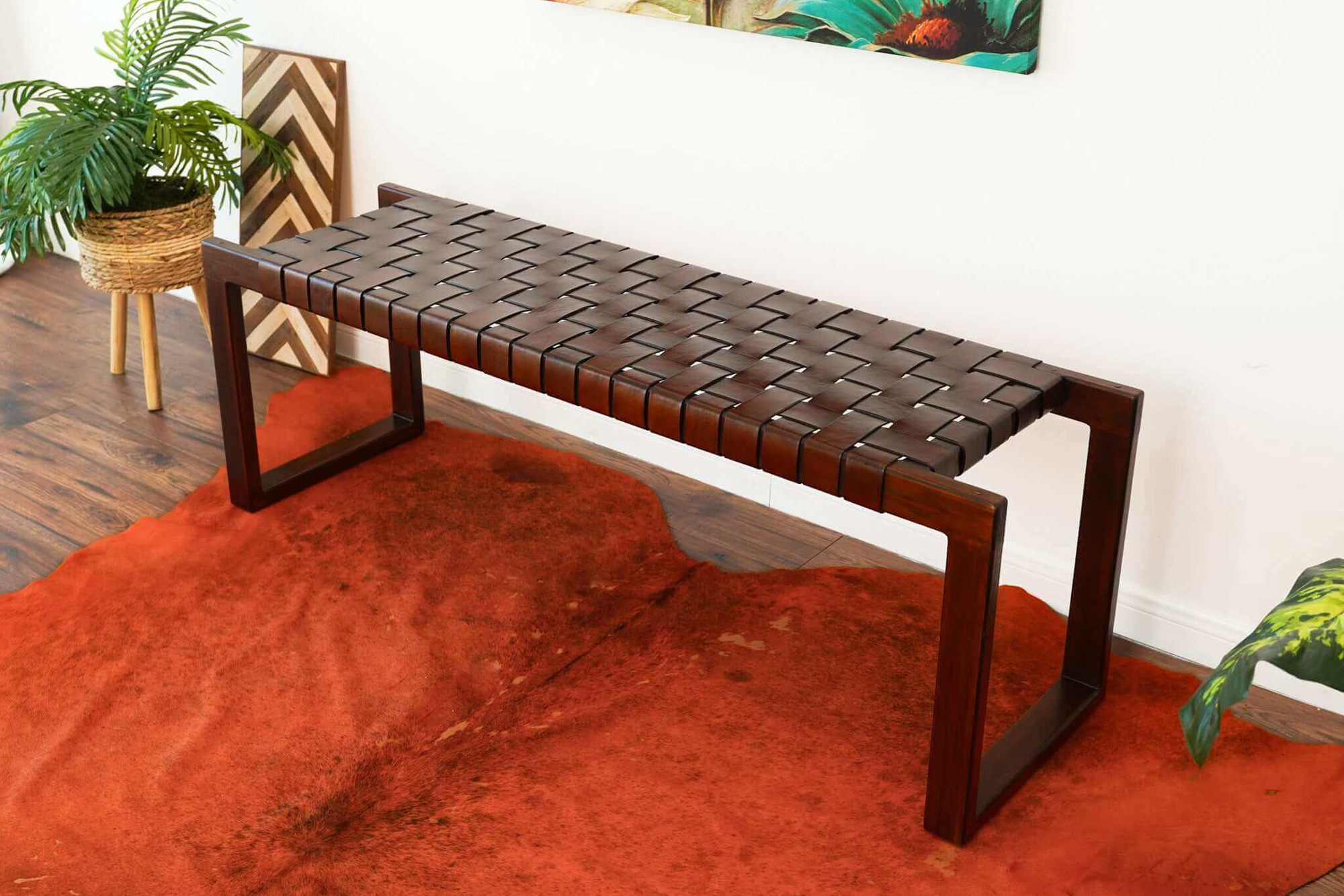 Ashcroft - Christina Leather Bench in Tan
