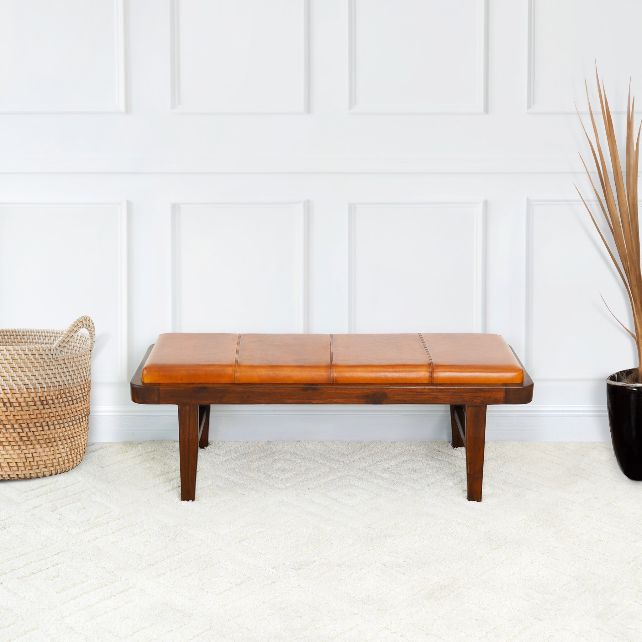 Ashcroft - Maddox Leather Bench in Tan