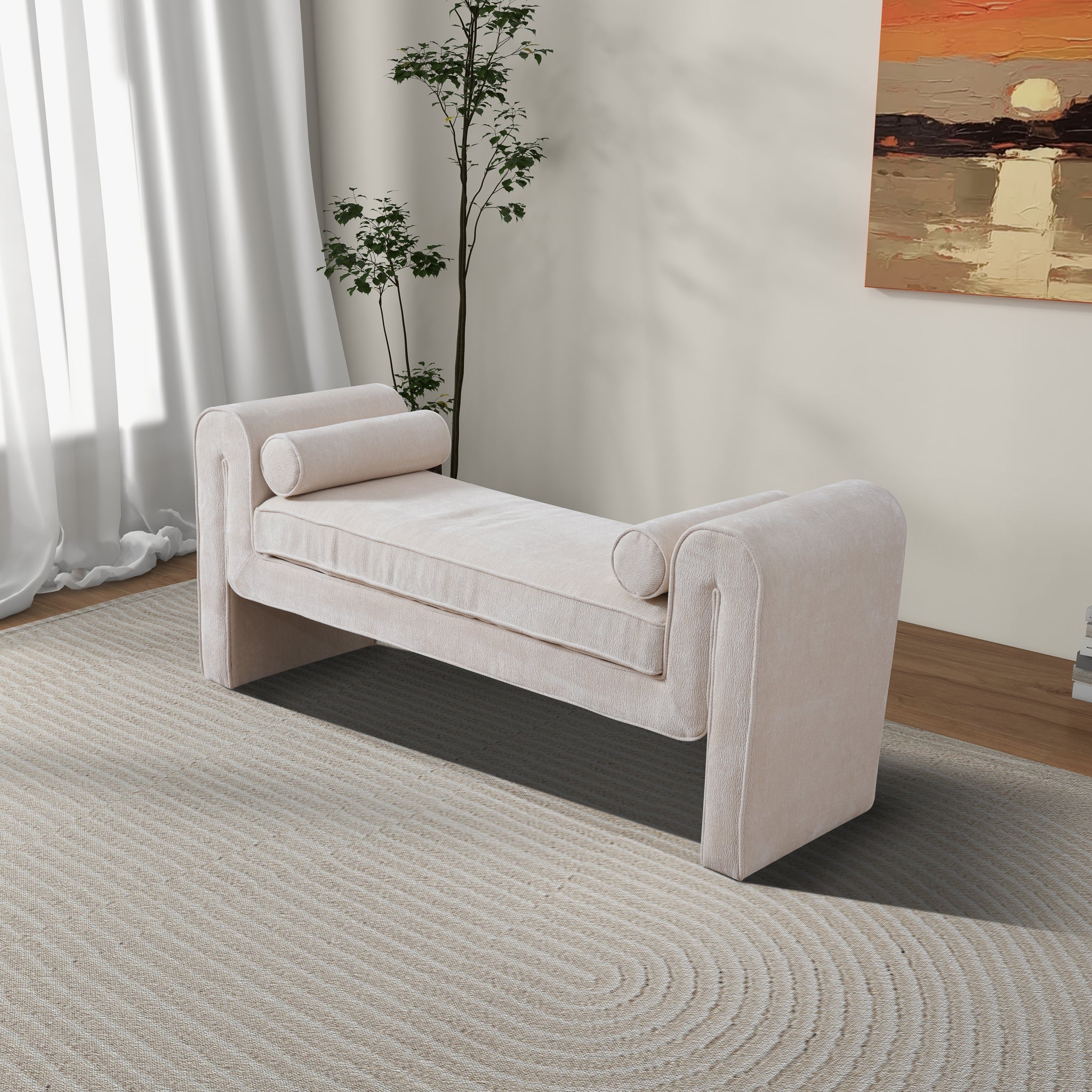 Ashcroft - Regent Bench in Cream Chenille