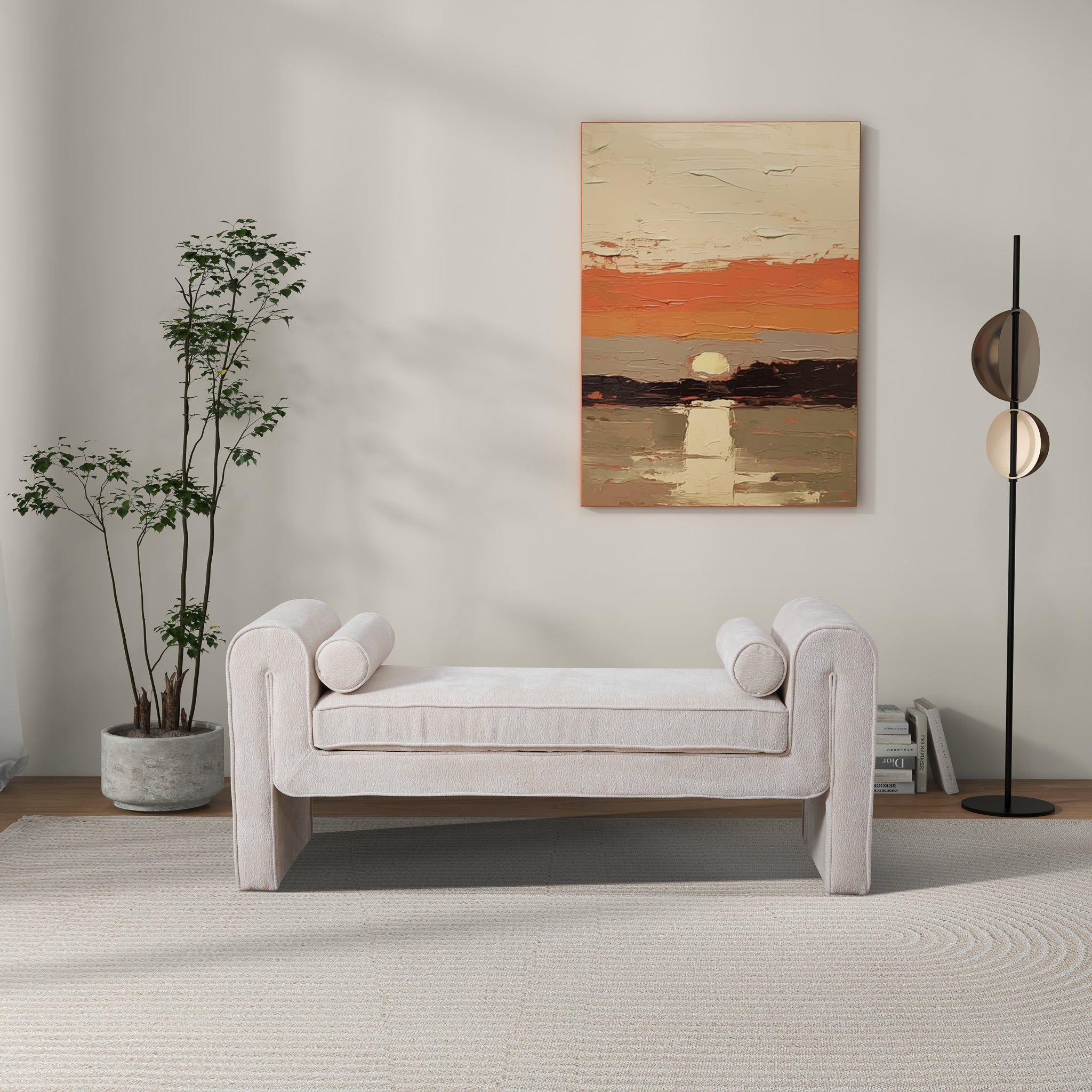 Ashcroft - Regent Bench in Cream Chenille