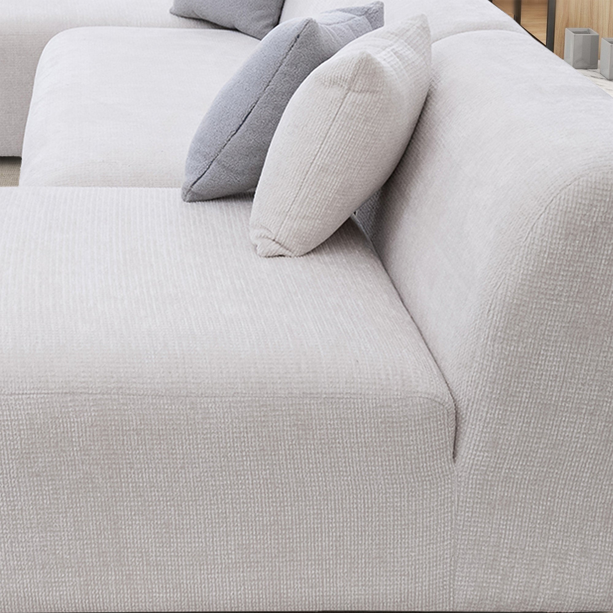 Ashcroft - Audrey Cream Chenille U Shape Corner Sofa