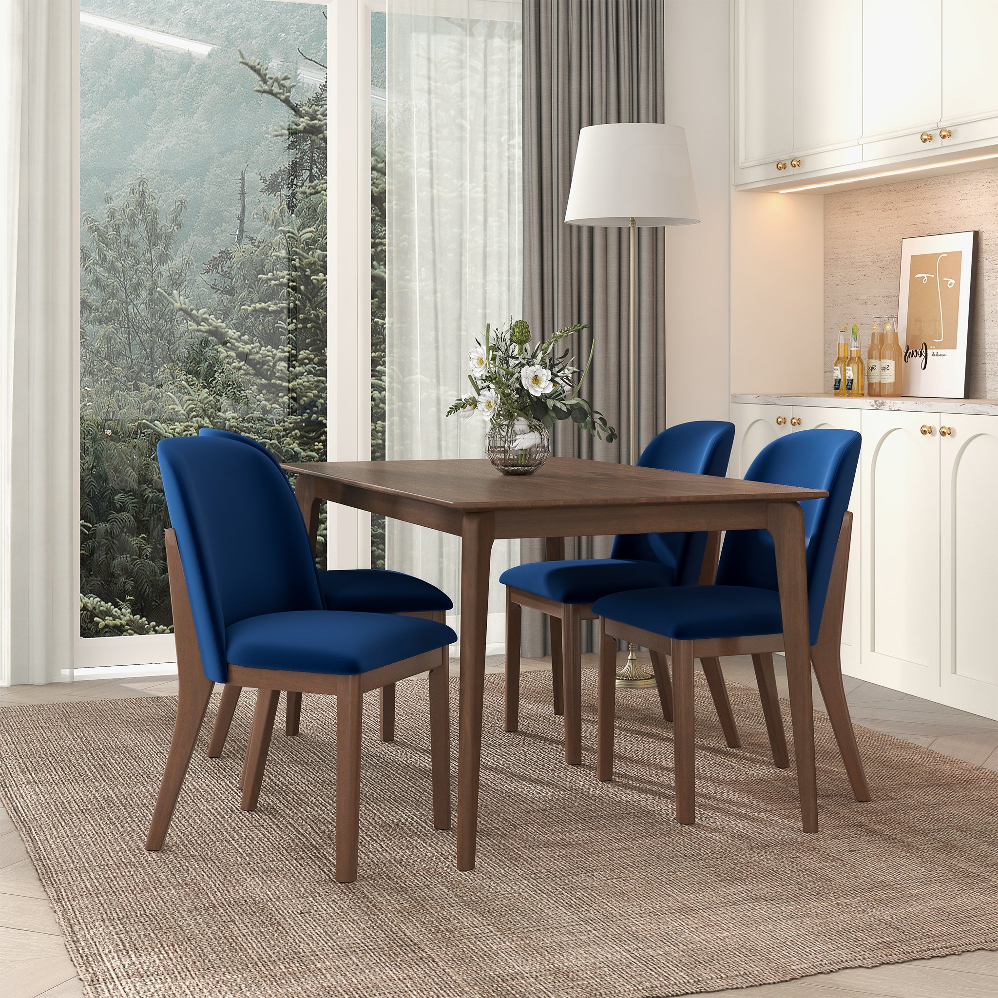 Ashcroft Kaitlyn Velvet Dining Chair (Set Of 2) - Navy Blue