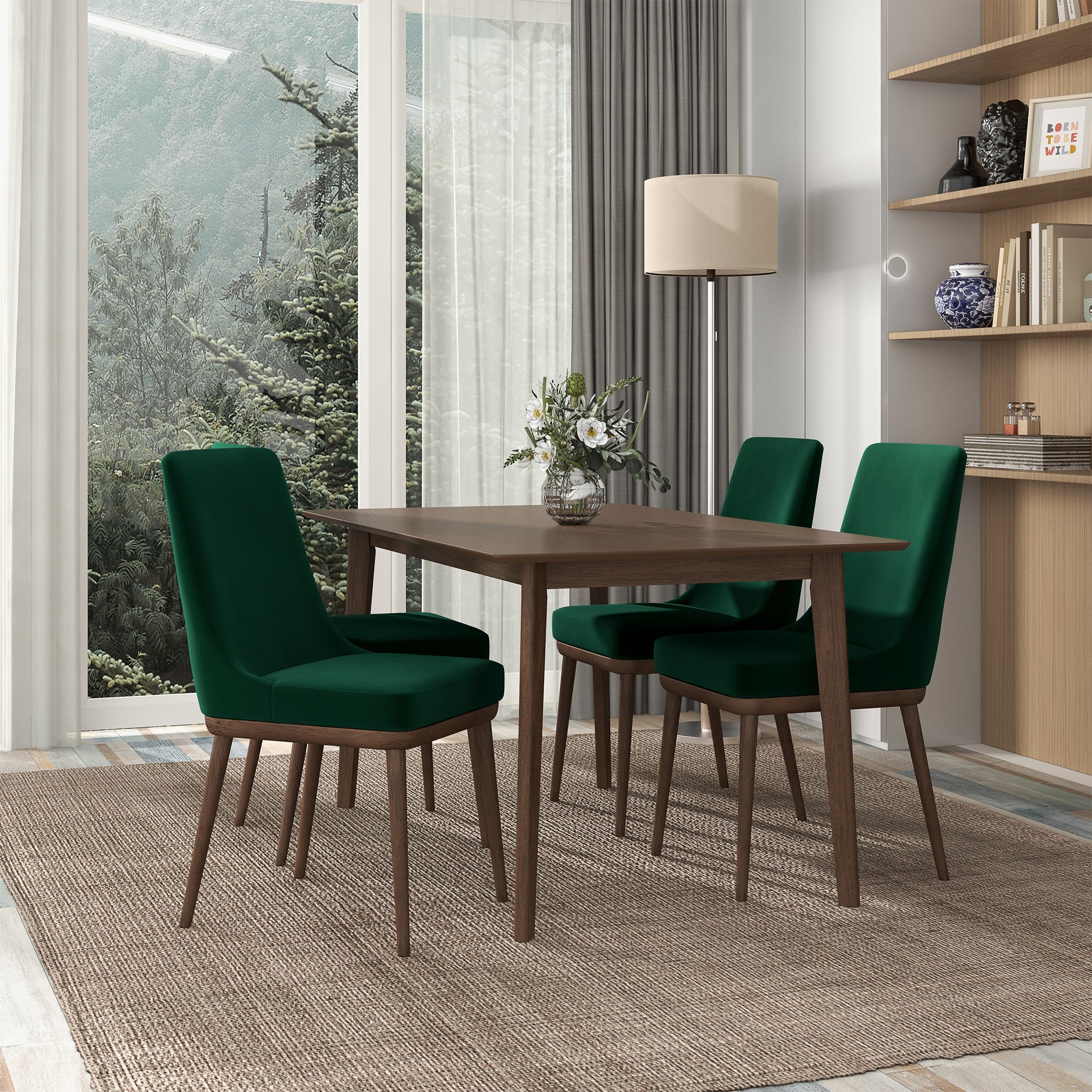 Ashcroft Kate Dining Chair (Set Of 2) - Green Velvet