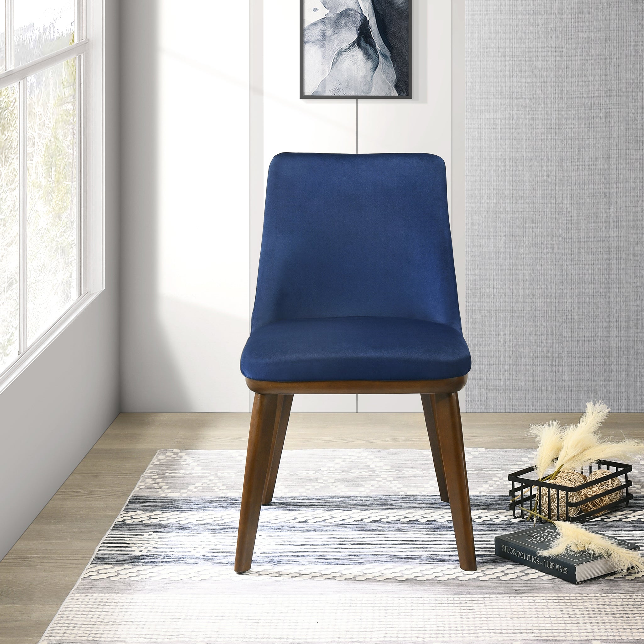 Ashcroft Clove Velvet Dining Chair (Set Of 2) – Navy Blue