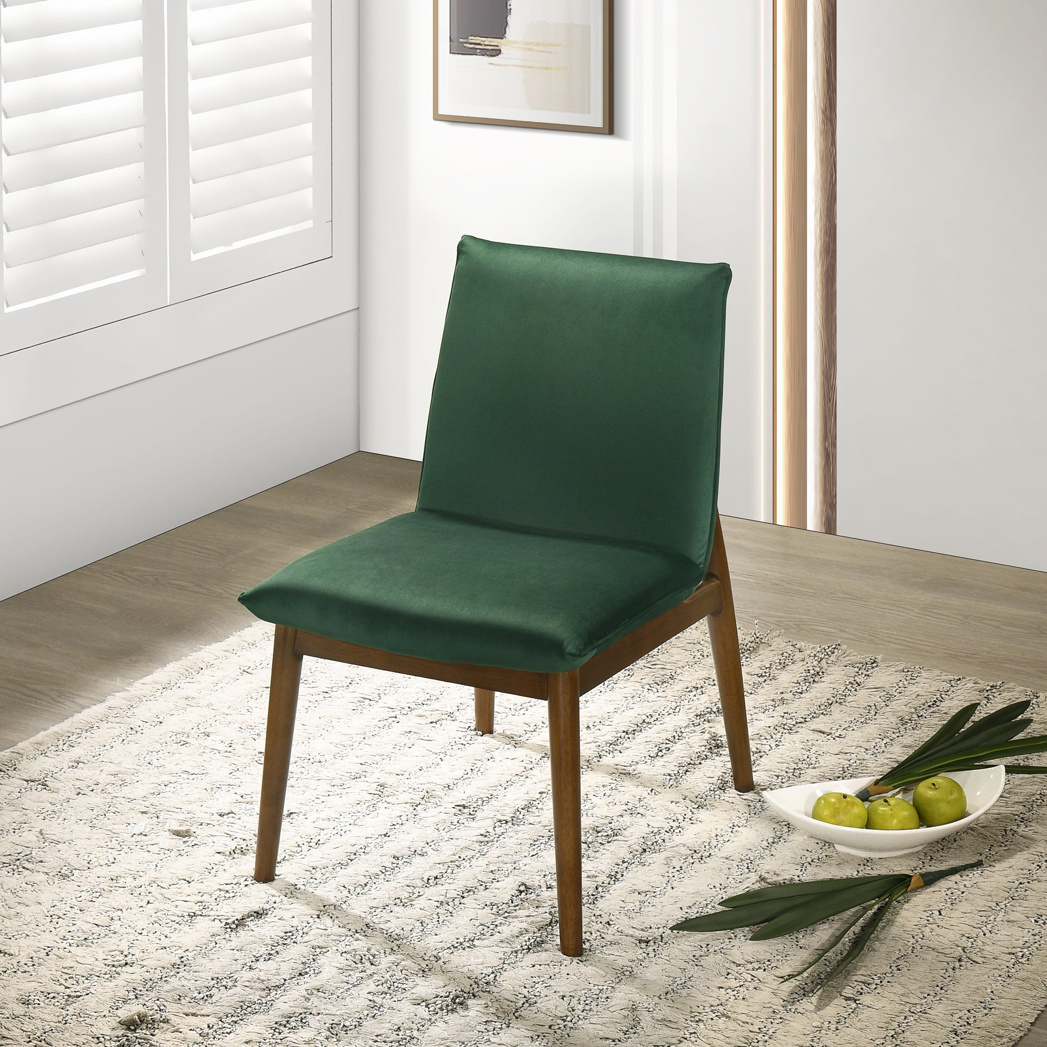Ashcroft Monza Velvet Dining Chair (Set Of 2) - Dark Green