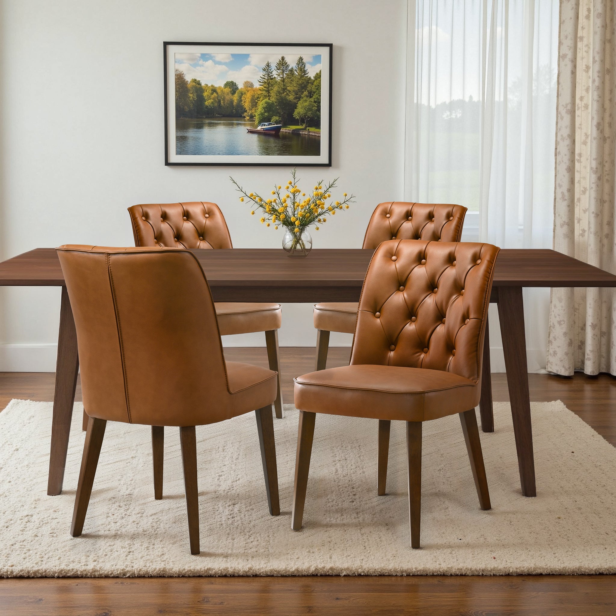 Ashcroft - Belmont Cognac Vegan Leather Dining Chair - Set Of 2