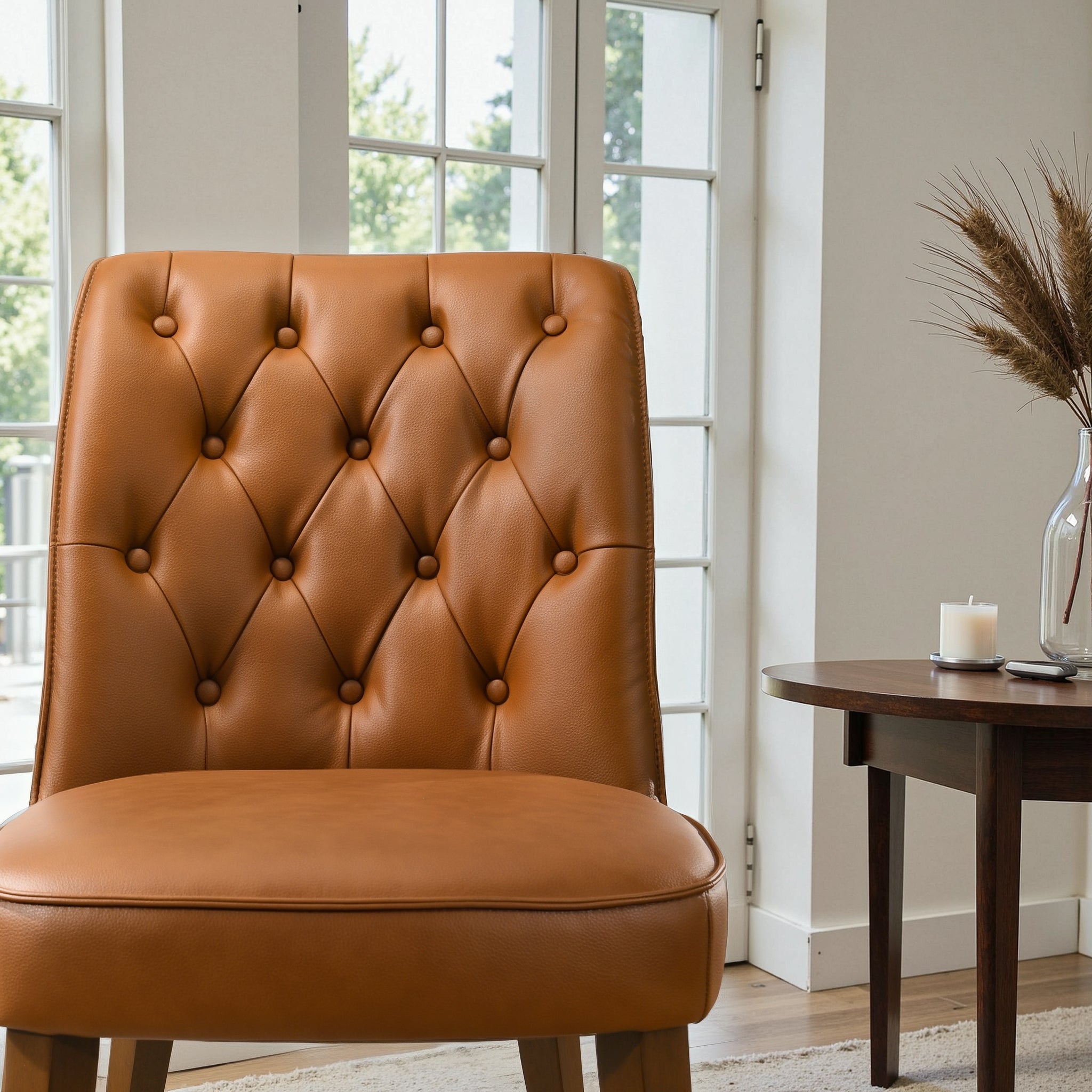 Ashcroft - Belmont Cognac Vegan Leather Dining Chair - Set Of 2