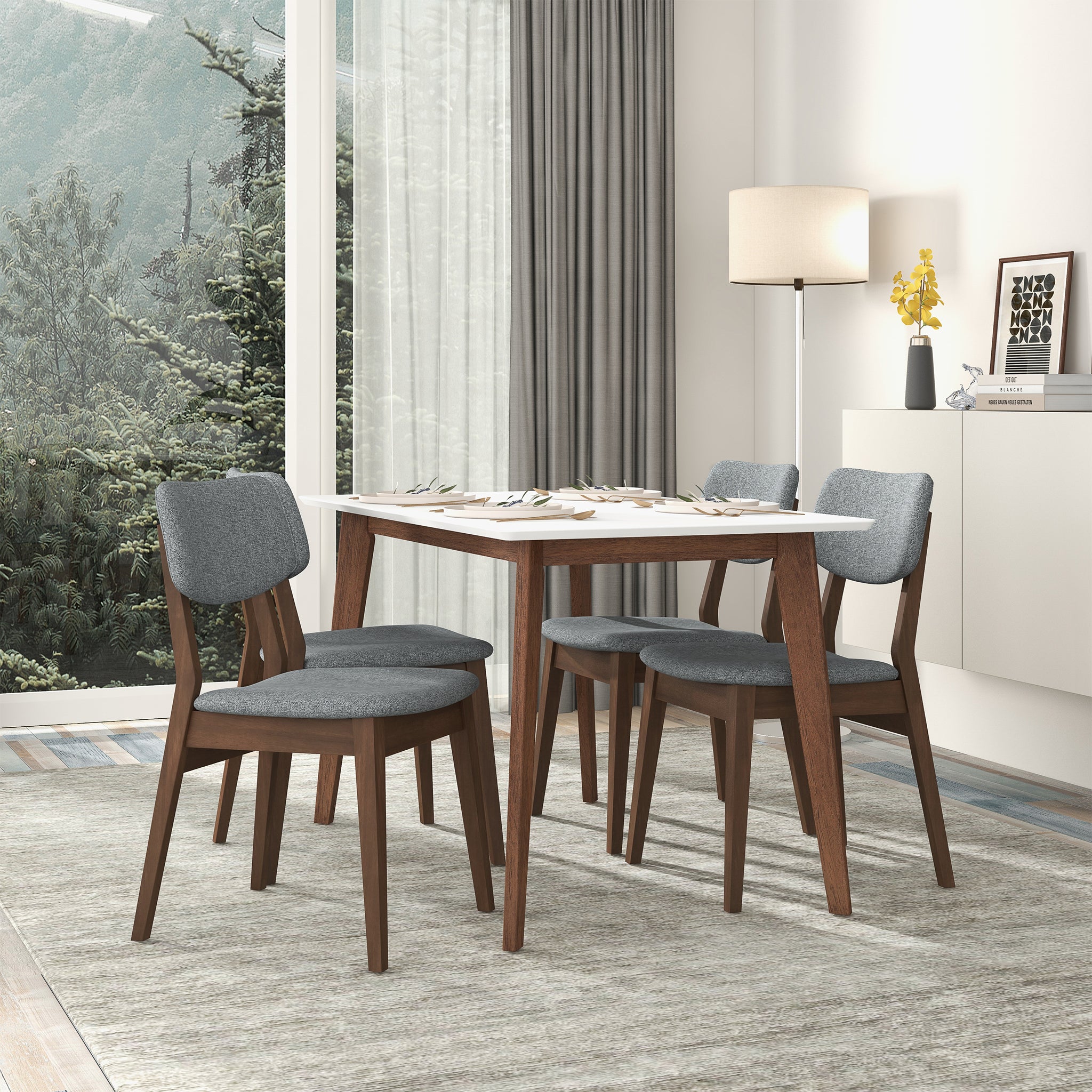Ashcroft - Dark Gray Fabric Solid Back Side Chair (Set Of 2)
