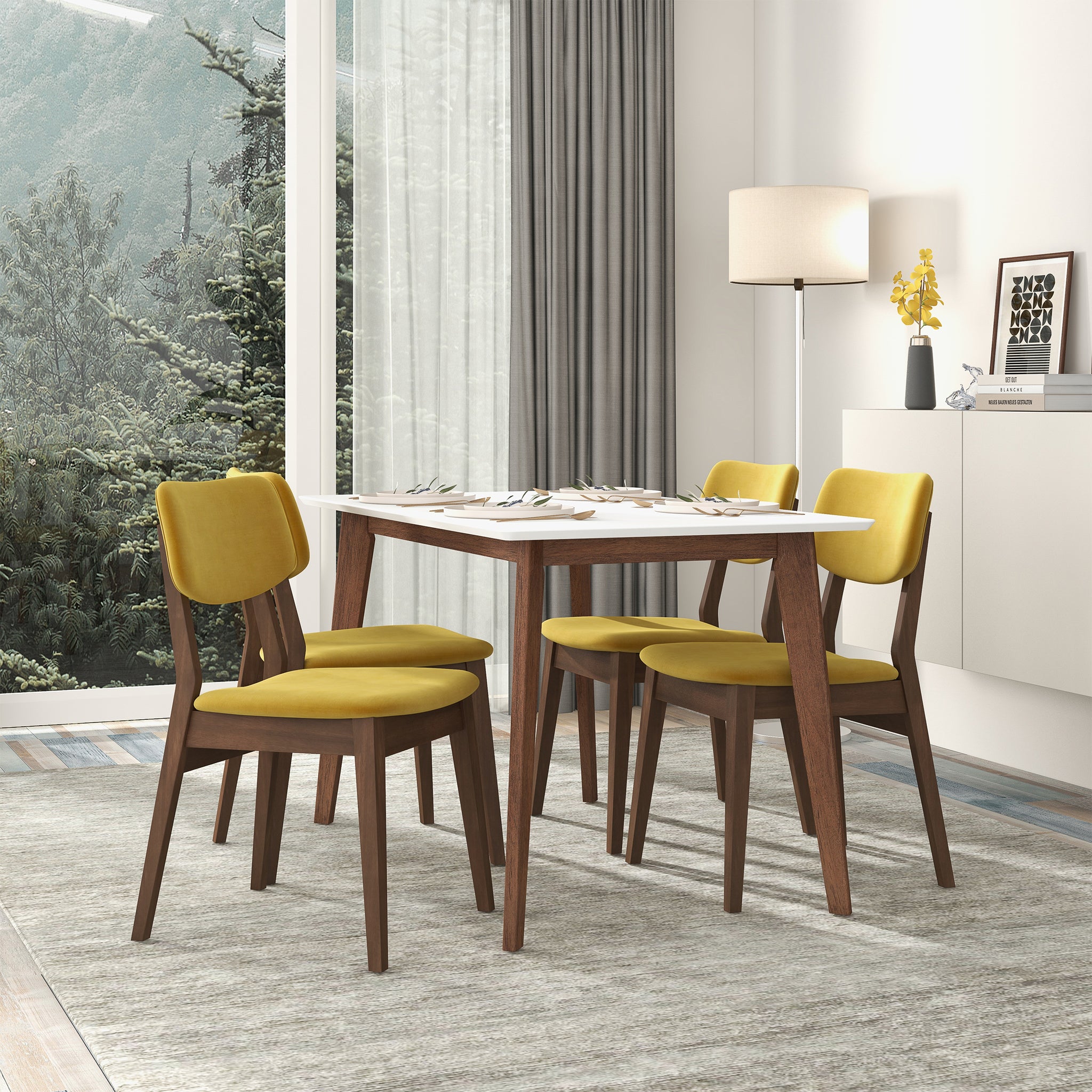 Ashcroft Velvet Solid Back Side Chair (Set Of 2) - Dark Yellow