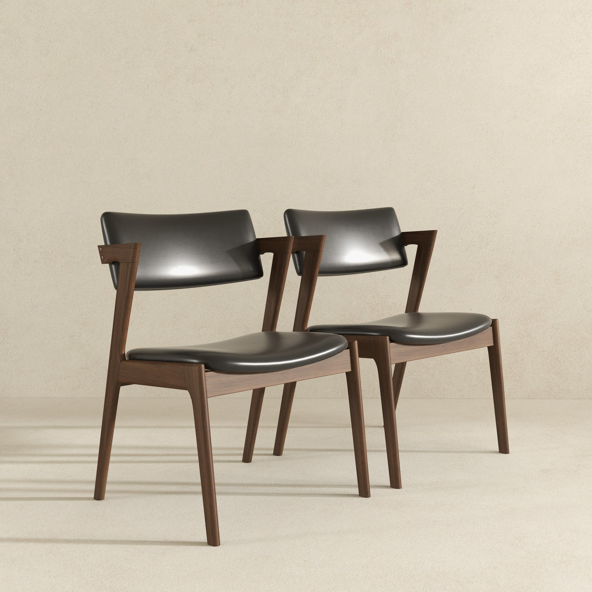 Ashcroft - Edwin Mid-Century Modern Vegan Leather Dining Chair (Set Of 2) in Black