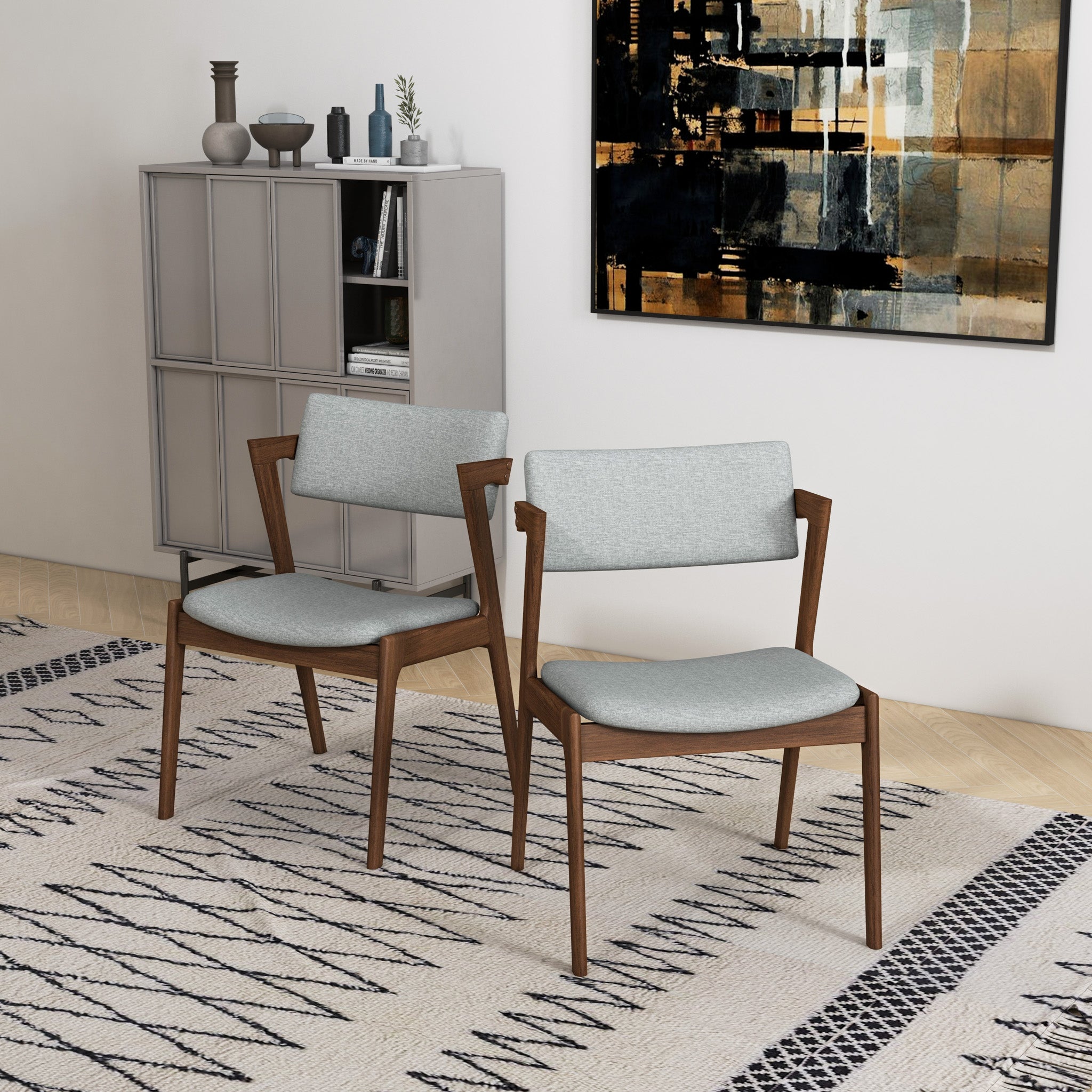 Ashcroft Edwin Dining Chair (Set Of 2) - Light Gray Fabric