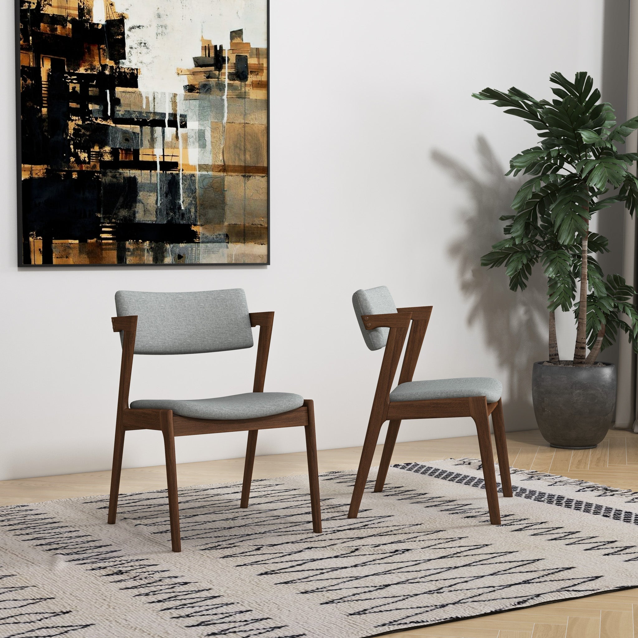 Ashcroft Edwin Dining Chair (Set Of 2) - Light Gray Fabric
