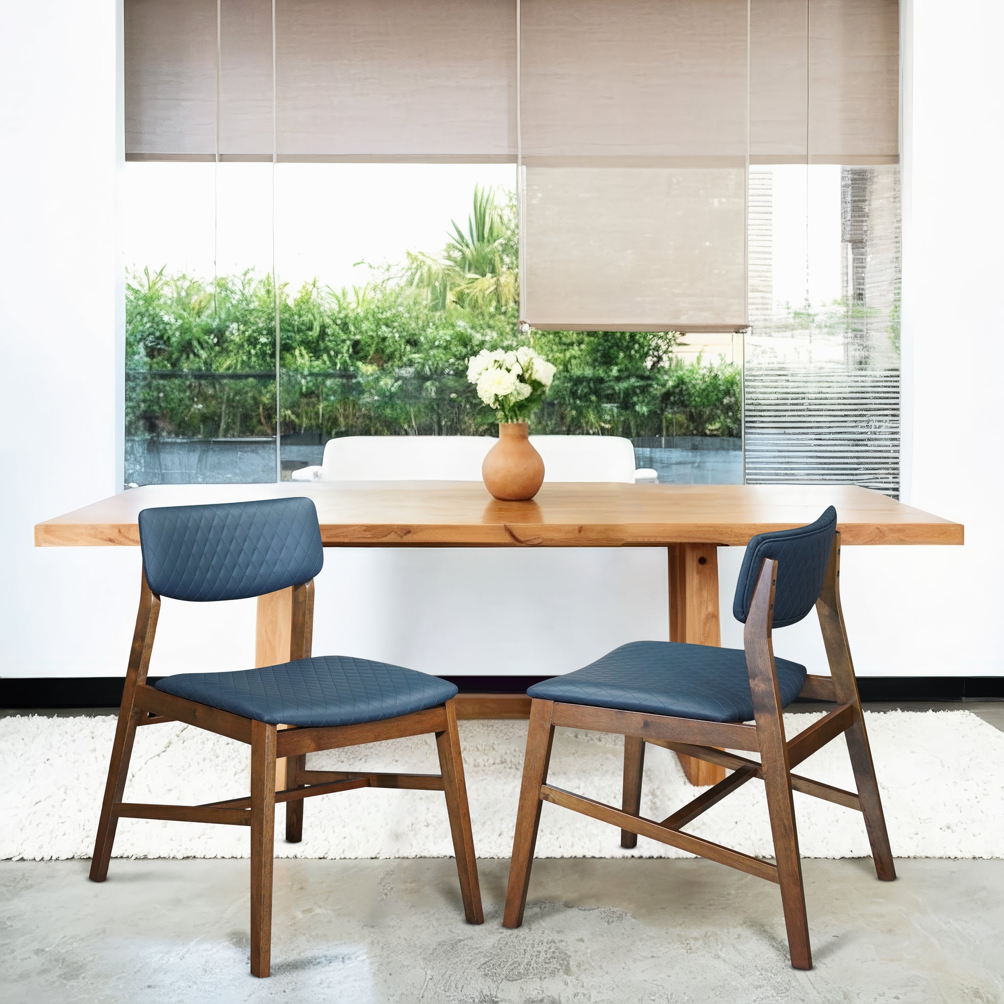 Ashcroft - Edgehill Dining Chair Set of 4 in Navy Blue Vegan Leather