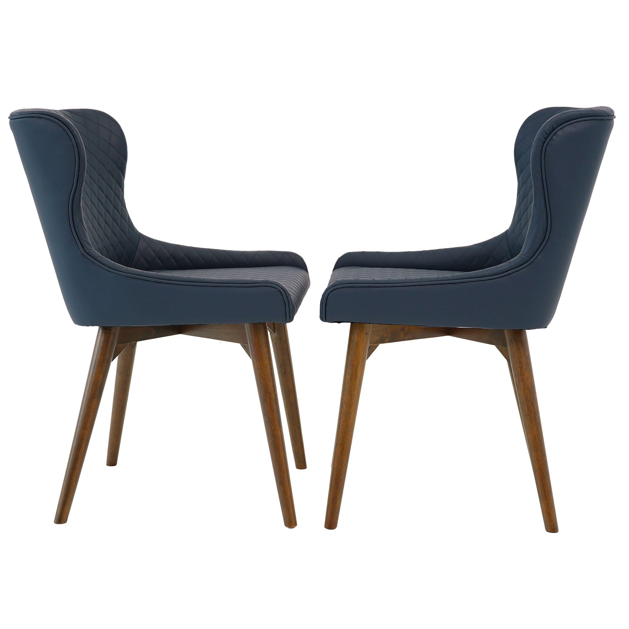 Ashcroft - Robin Dining Chair Set of 2 - Navy Blue Vegan Leather