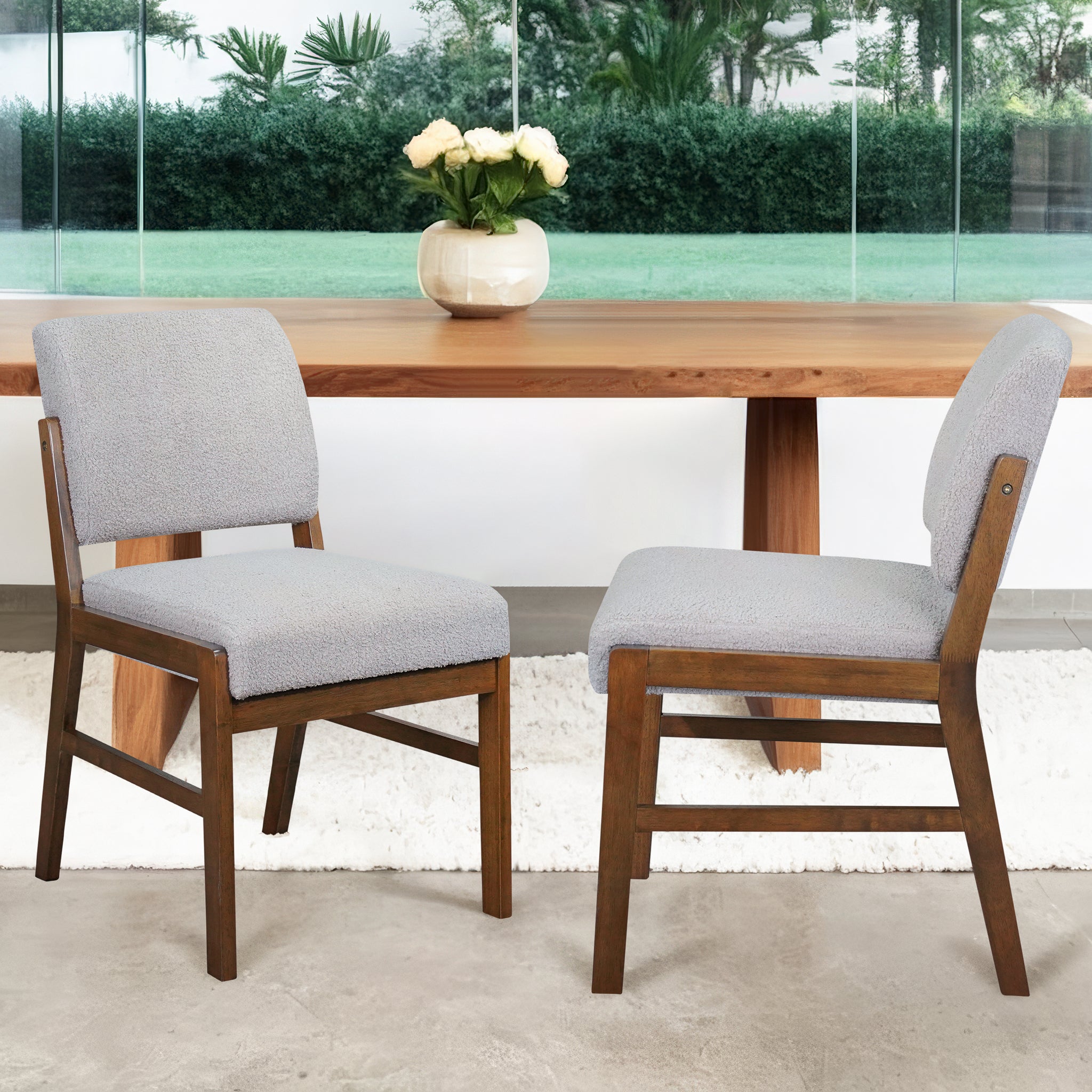 Ashcroft - Caldwell Dining Chair Set of 2 - Light Gray Boucle