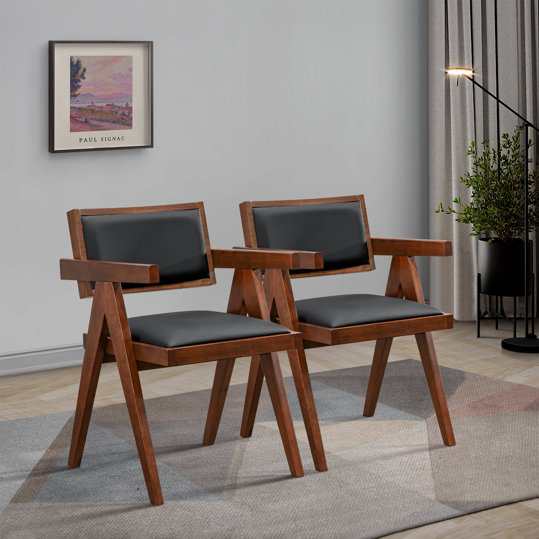 Ashcroft - Athena Vegan Leather Dining Chair (Set Of 2) in Black