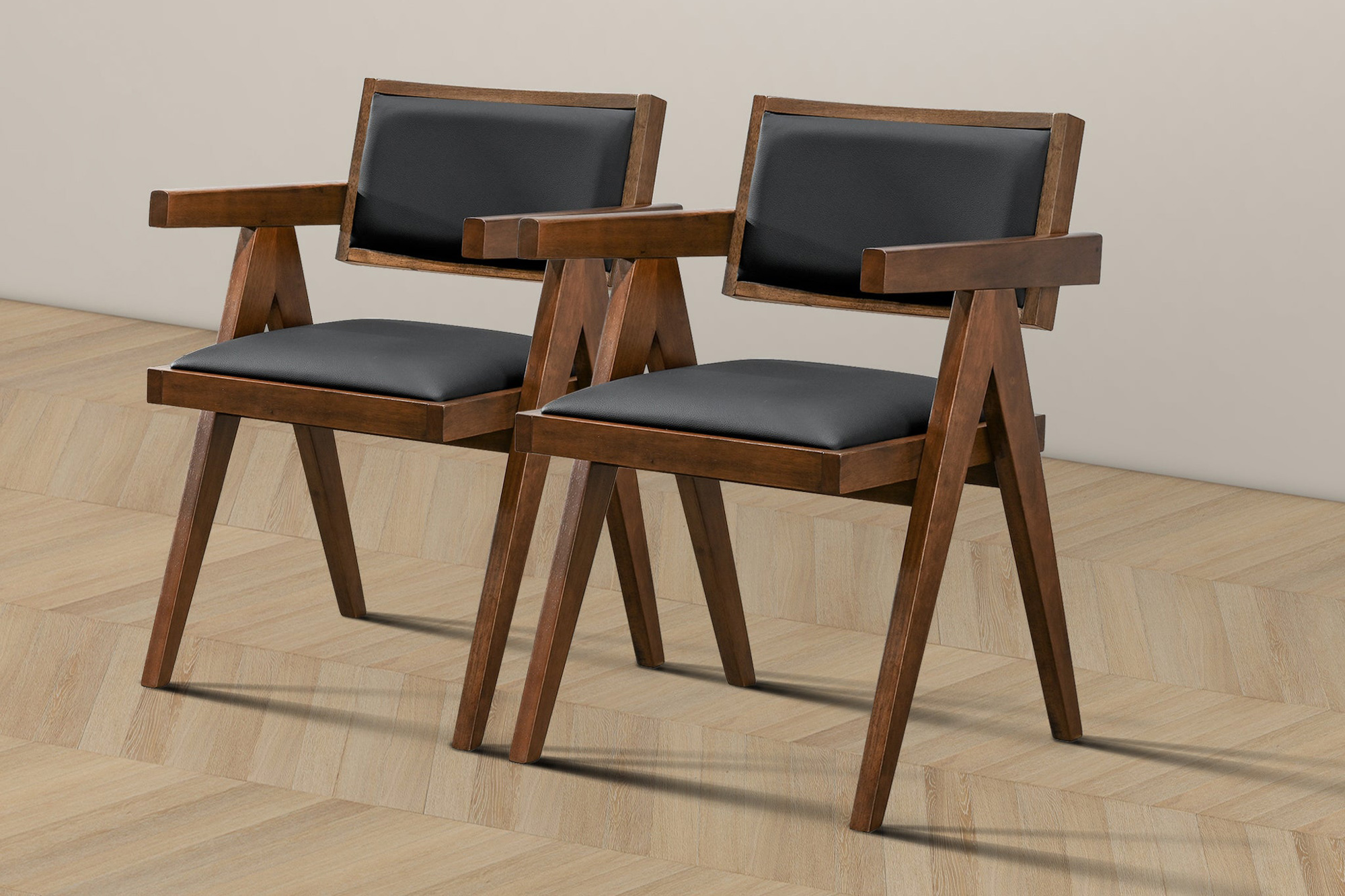Ashcroft - Athena Vegan Leather Dining Chair (Set Of 2) in Black