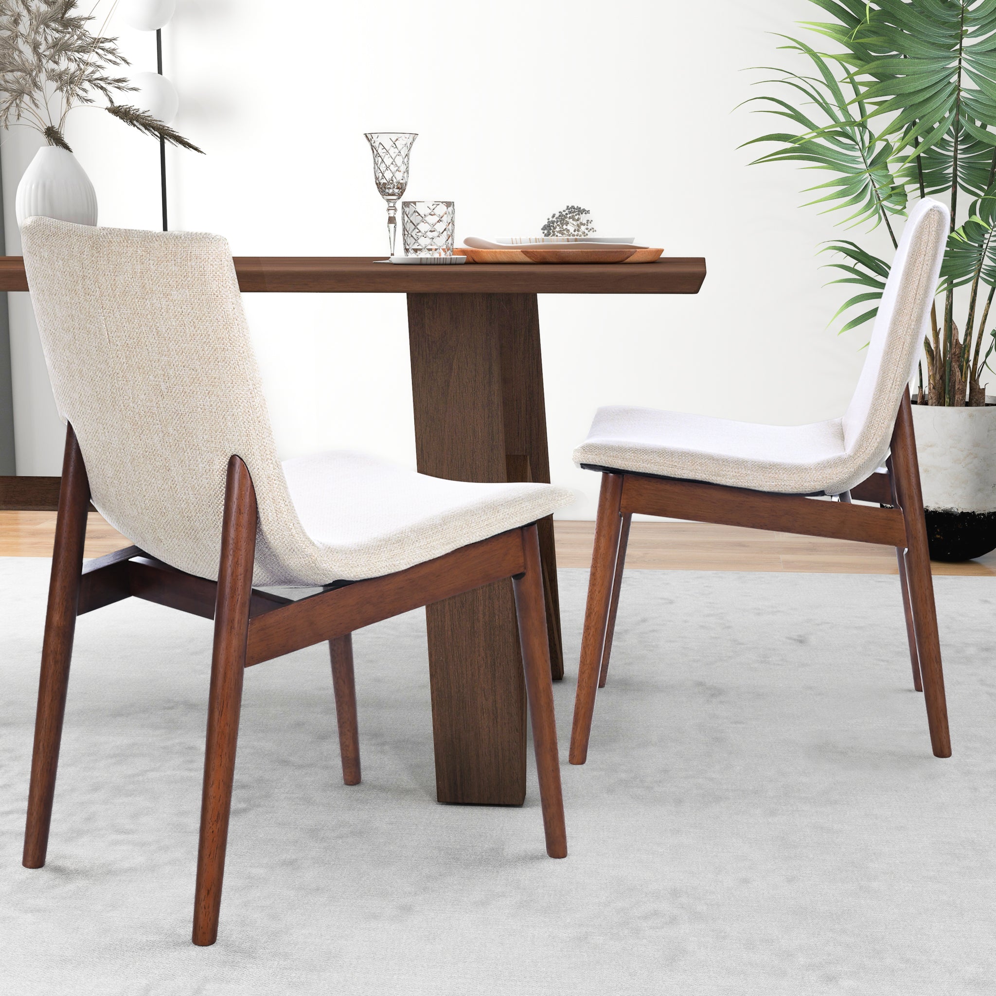 Ashcroft - Ravel Beige Fabric Dining Chair Set of 2