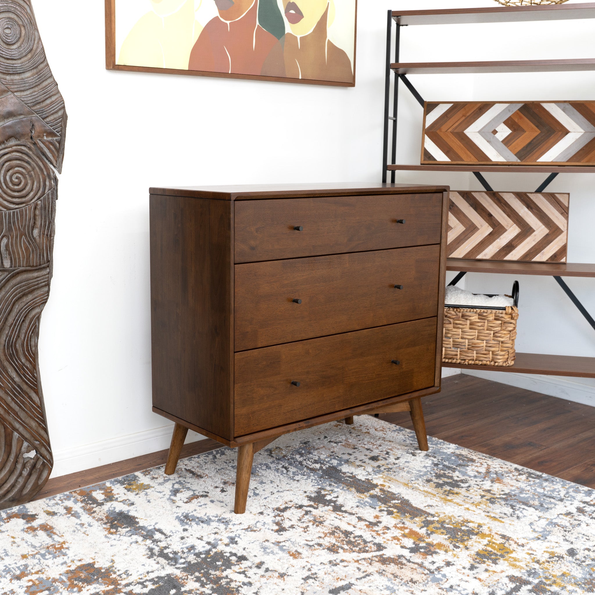 Ashcroft - Caroline Mid Century Modern Solid Wood Dresser 3-Drawer