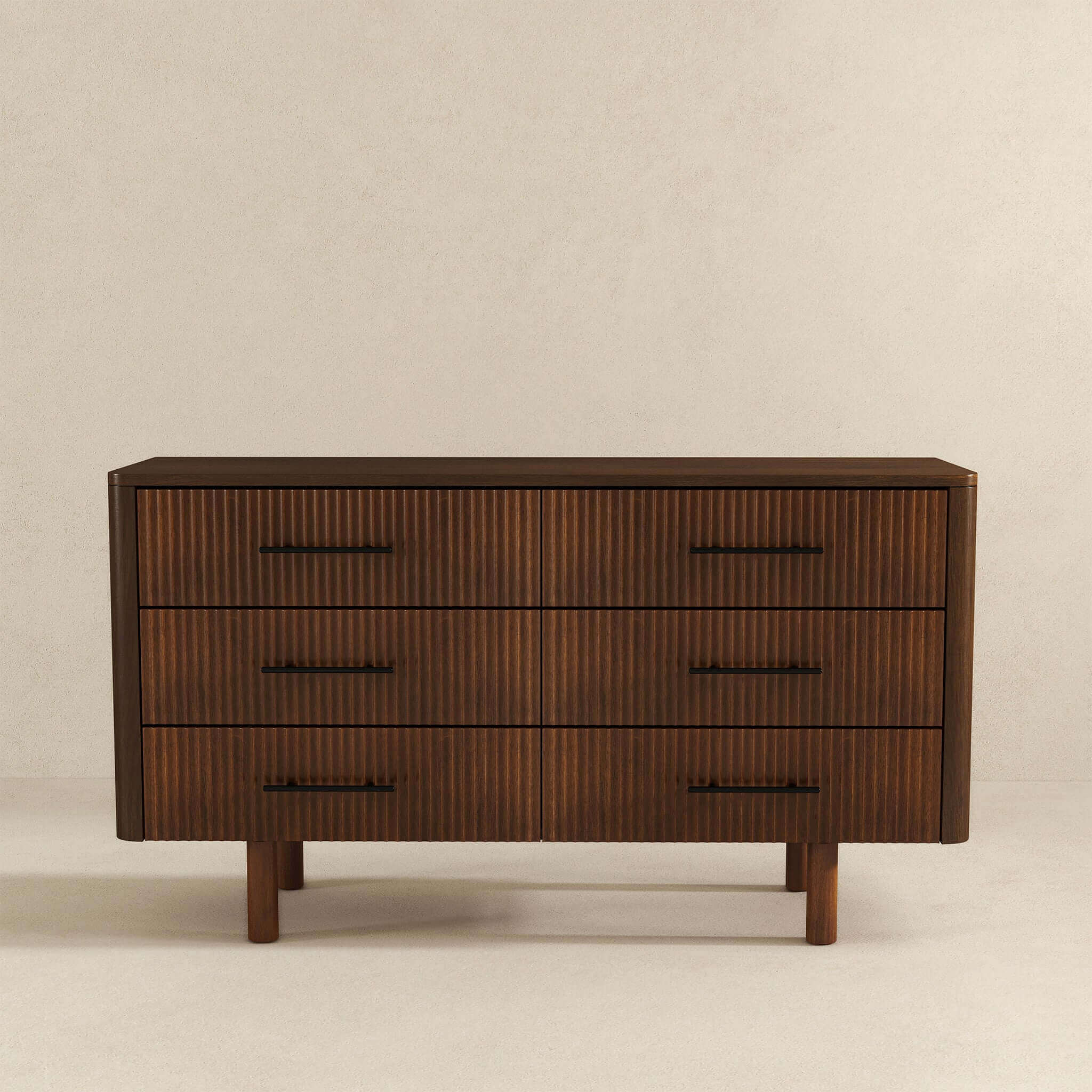Ashcroft - Logan Mid-Century Modern Walnut Dresser with 6 Drawers