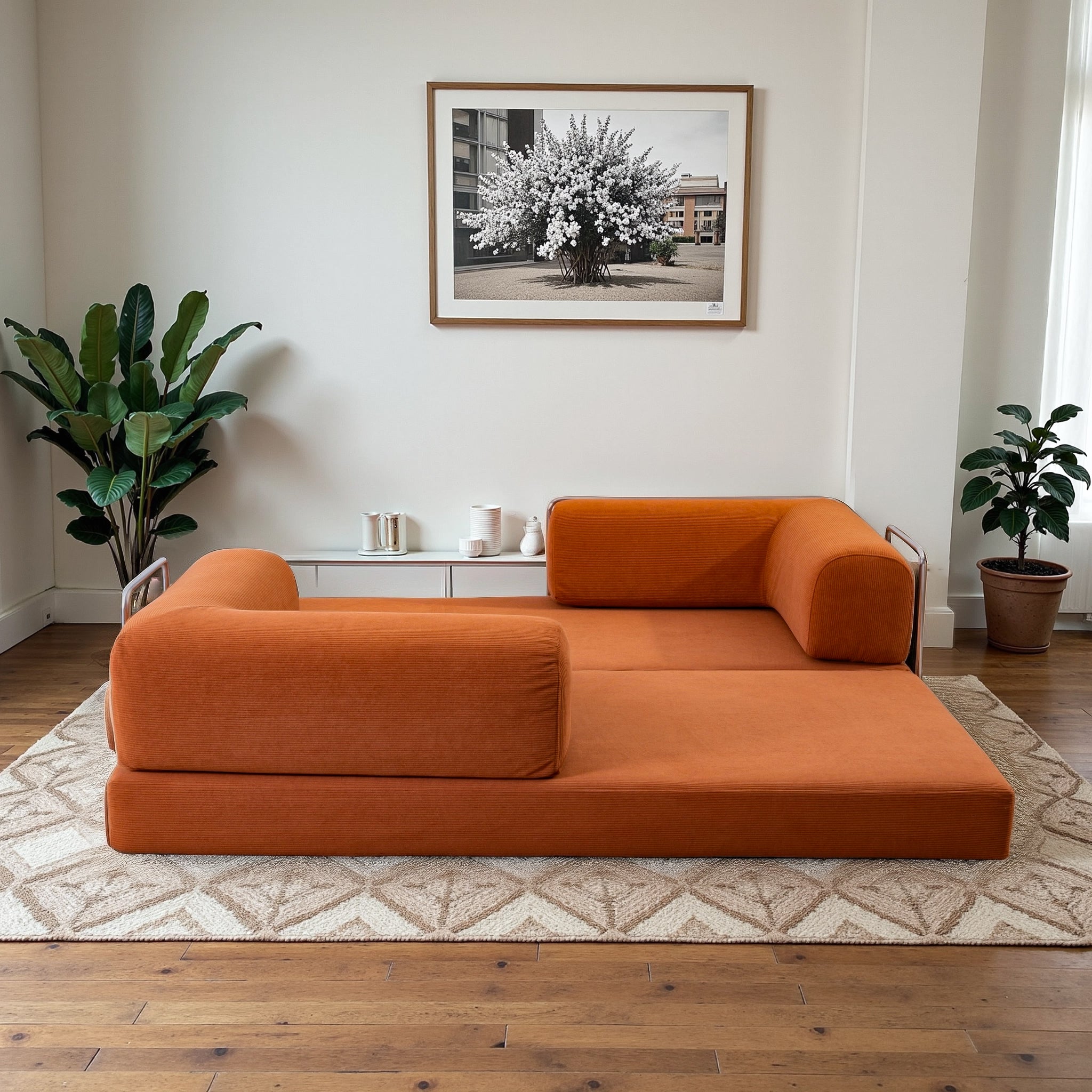 Ashcroft - Estelle Orange Corduroy Daybed