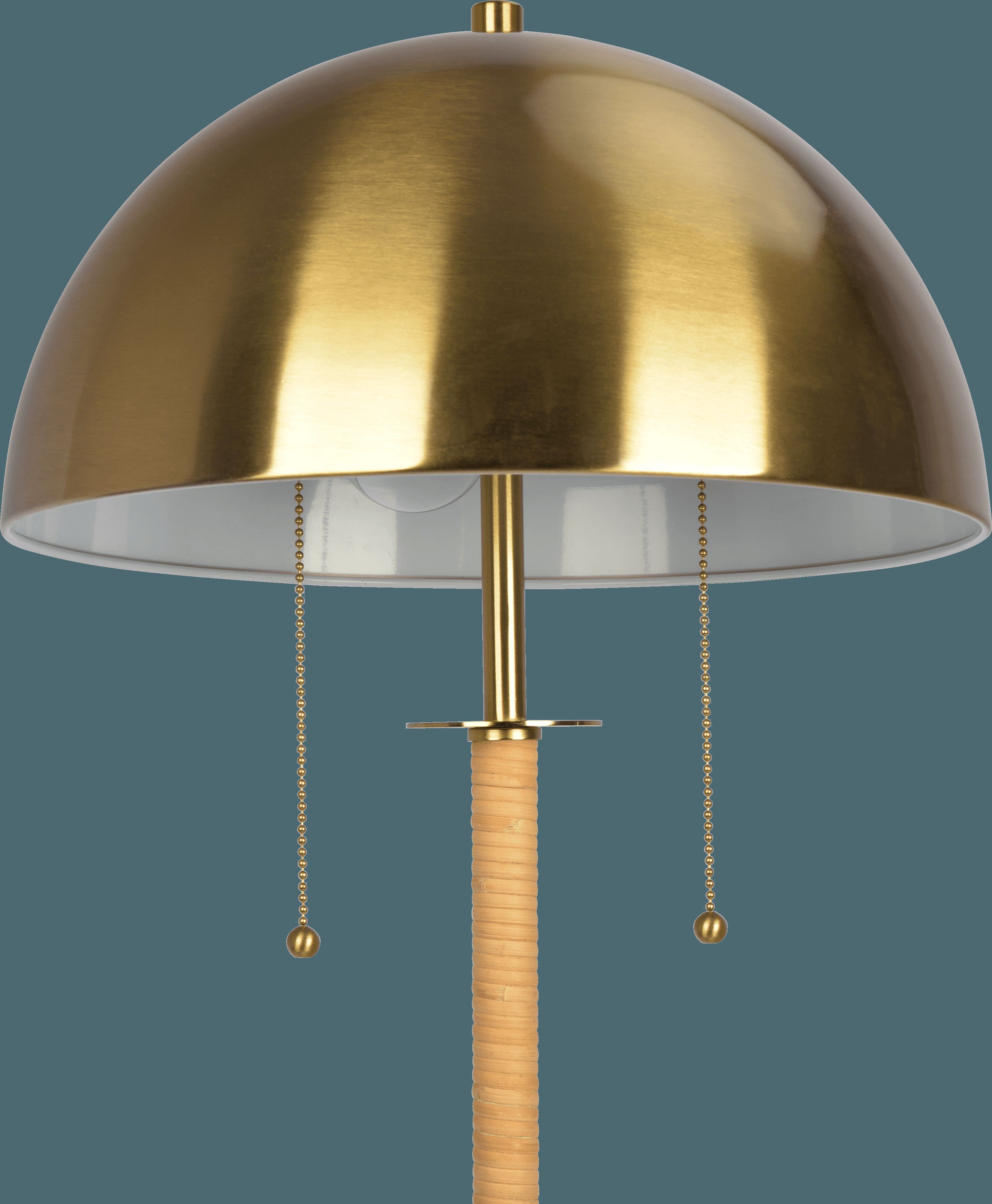 Ashcroft - Allure 2-Light Floor Lamp, Gold Brass, Natural Rattan Tube , Double On/Off Pull Chain