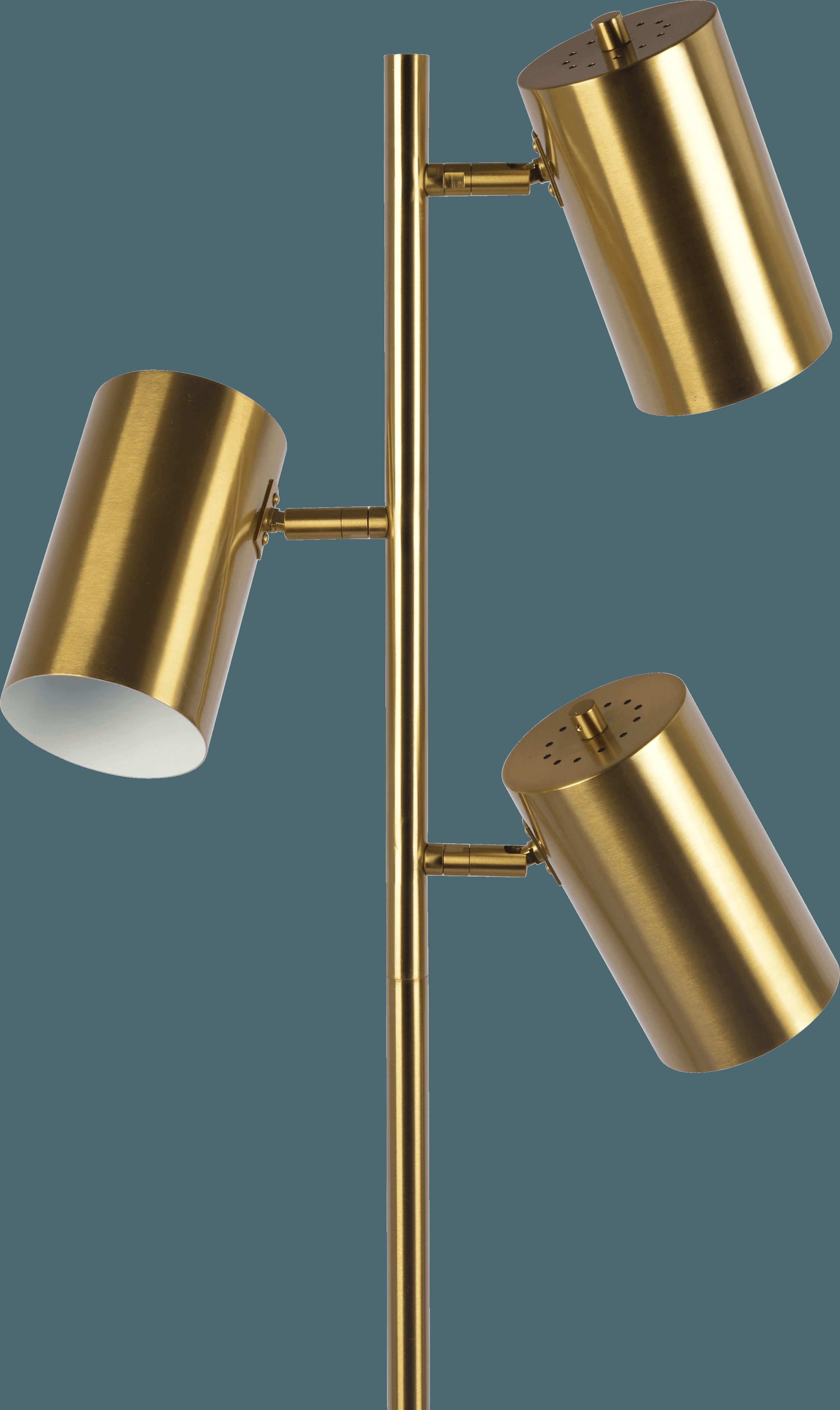 Ashcroft - Harmony Brassed Gold Floor Lamp with Rotary Switch Triple Spots Metal Block Base
