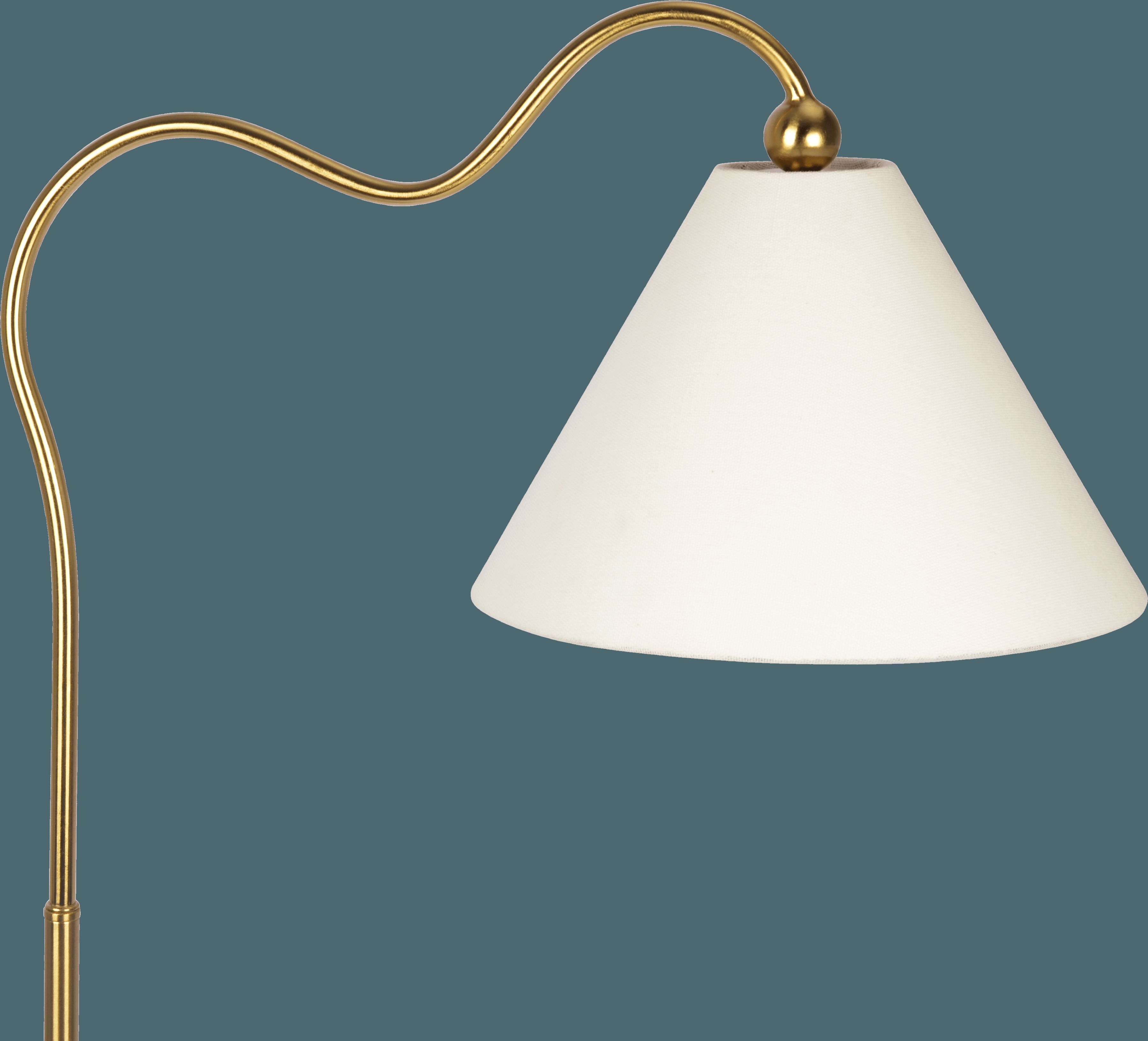 Ashcroft - Majestic Brass Ring Base Curved Floor Lamp with Triangle White Drum Shade