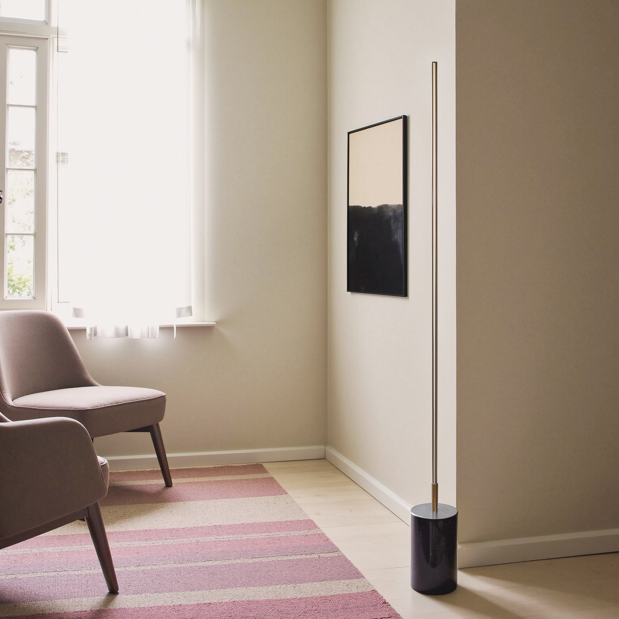 Ashcroft - Prism Brassed Gold LED Floor Lamp with On/Off Switch Faux Marble Base
