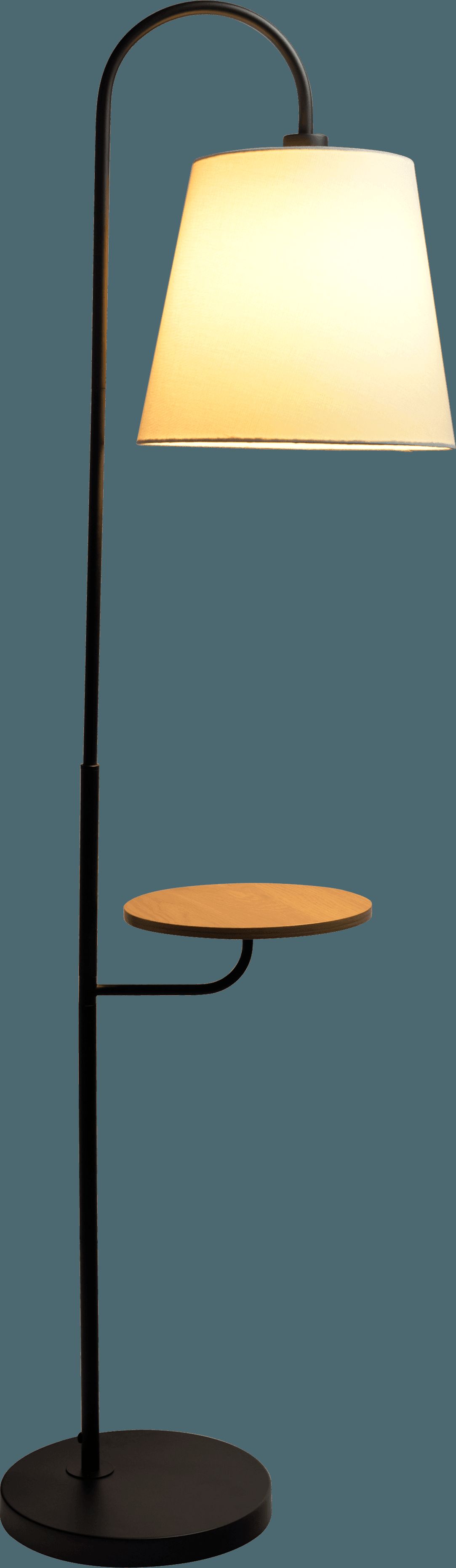 Ashcroft - Seoul Black Floor Lamp with Rotary Switch Wood Table Metal Base